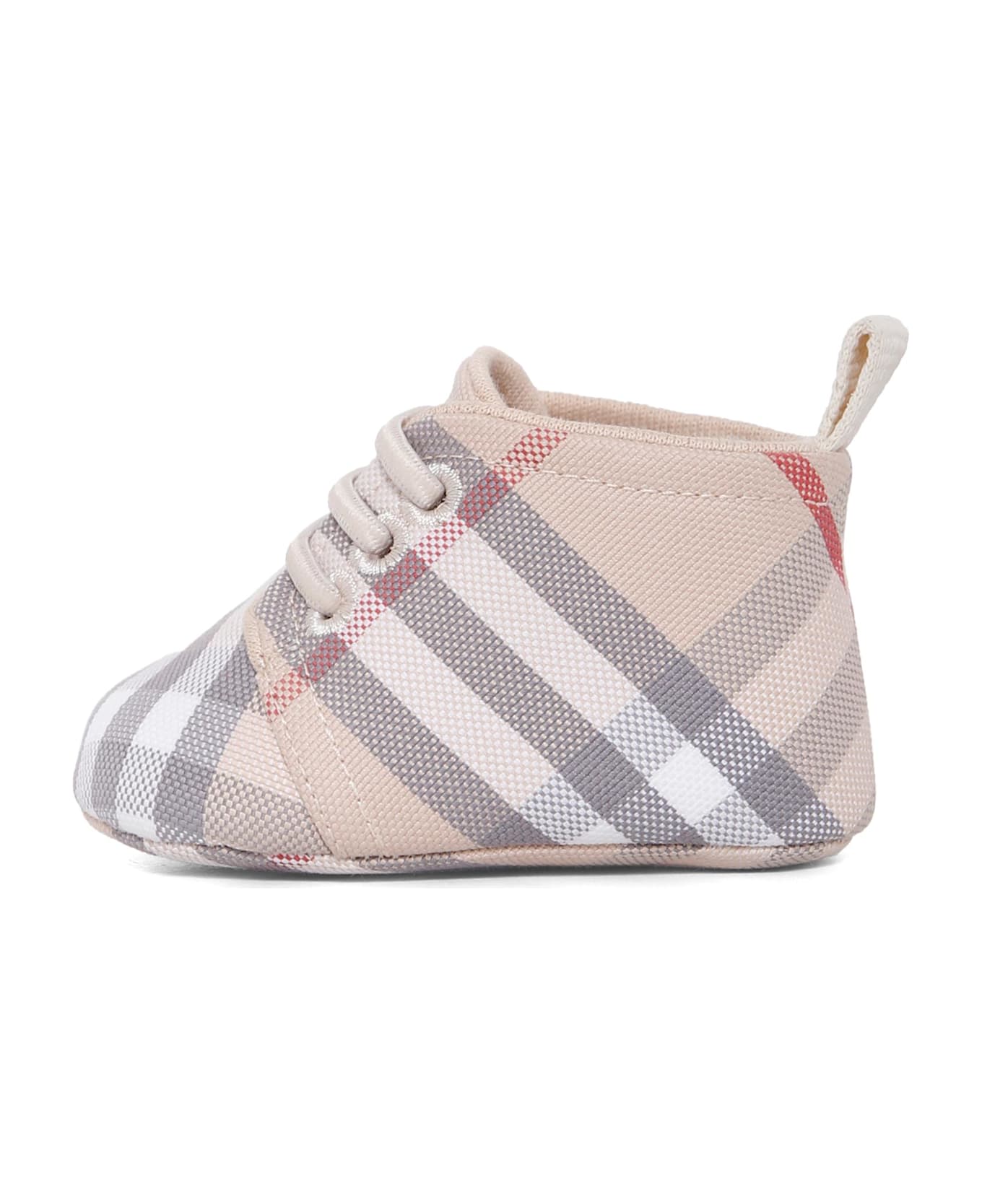 Burberry Beige Sneakers For Babykids With Vintage Check - Beige