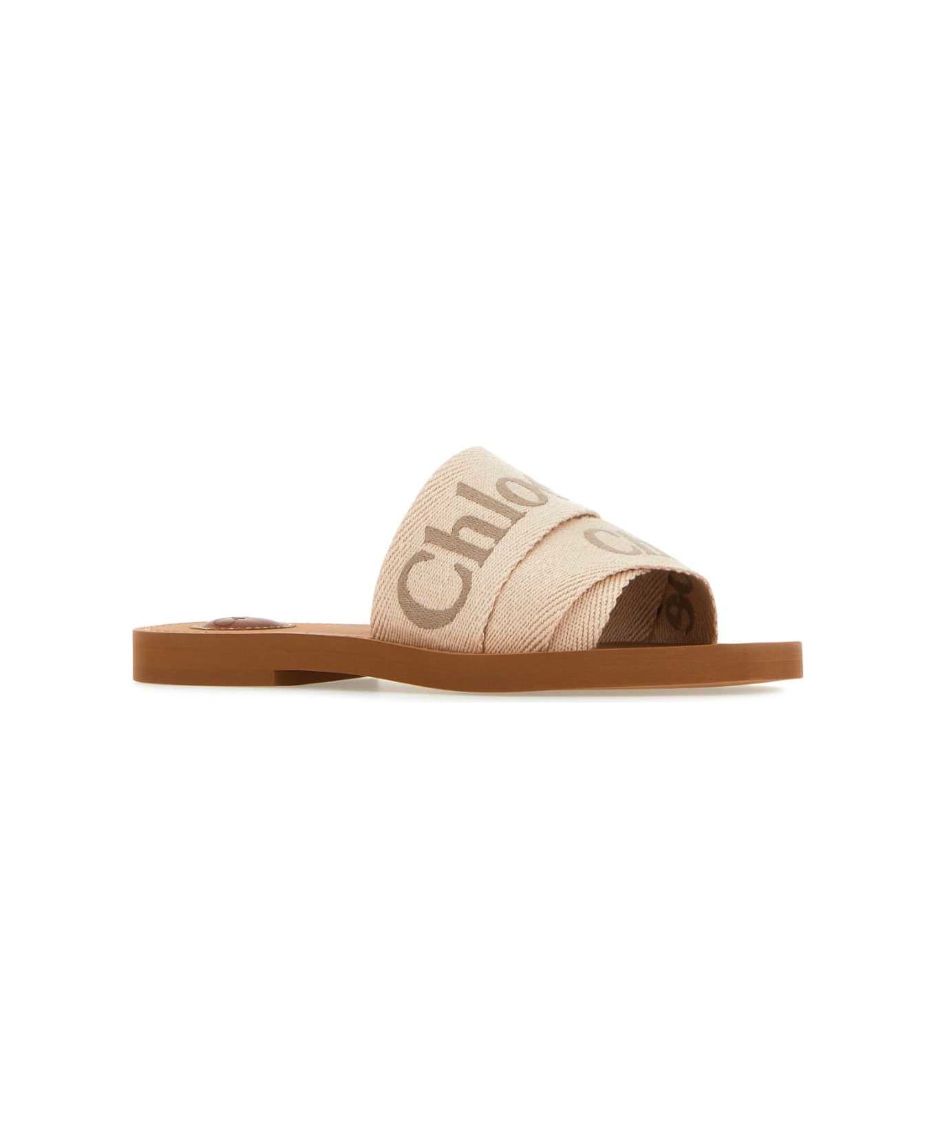 Beige Linen Woody Slippers