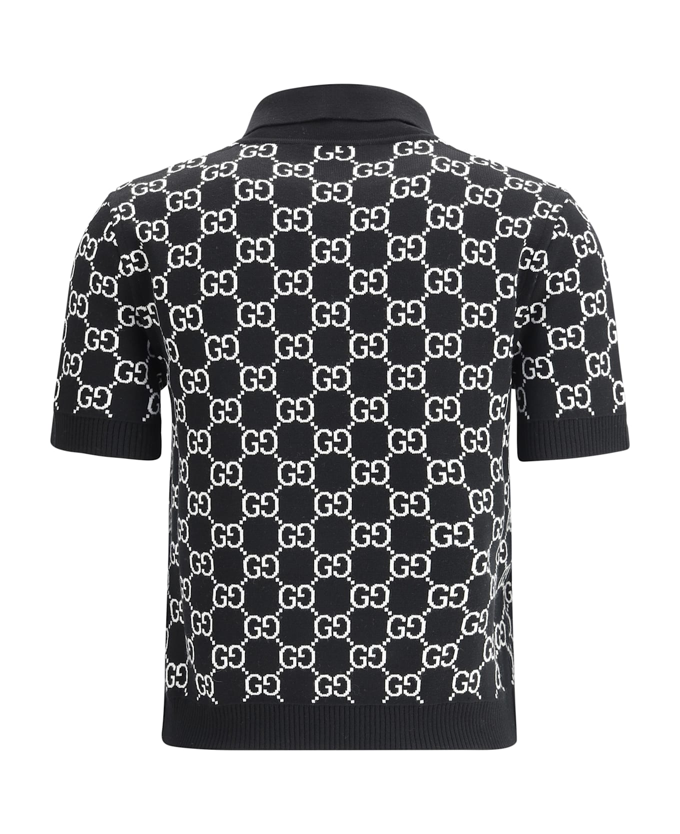 Gucci Gg Wool Jacquard Polo Top - Black/white