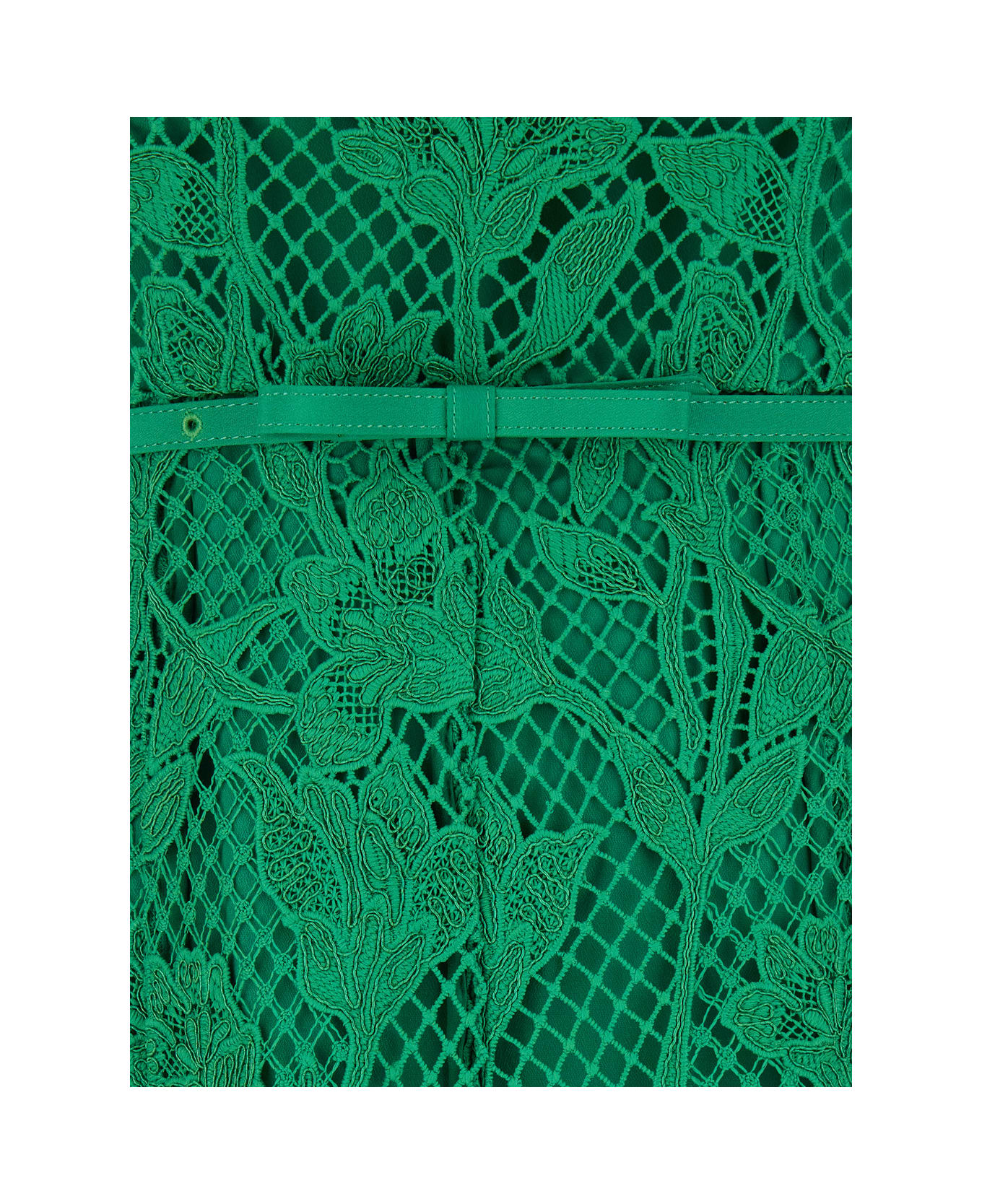 SELF PORTRAIT レス ノスリフ ミティ トレス PF24011MA GREEN self-portrait Midi Green Dress With All-over Embroideries In