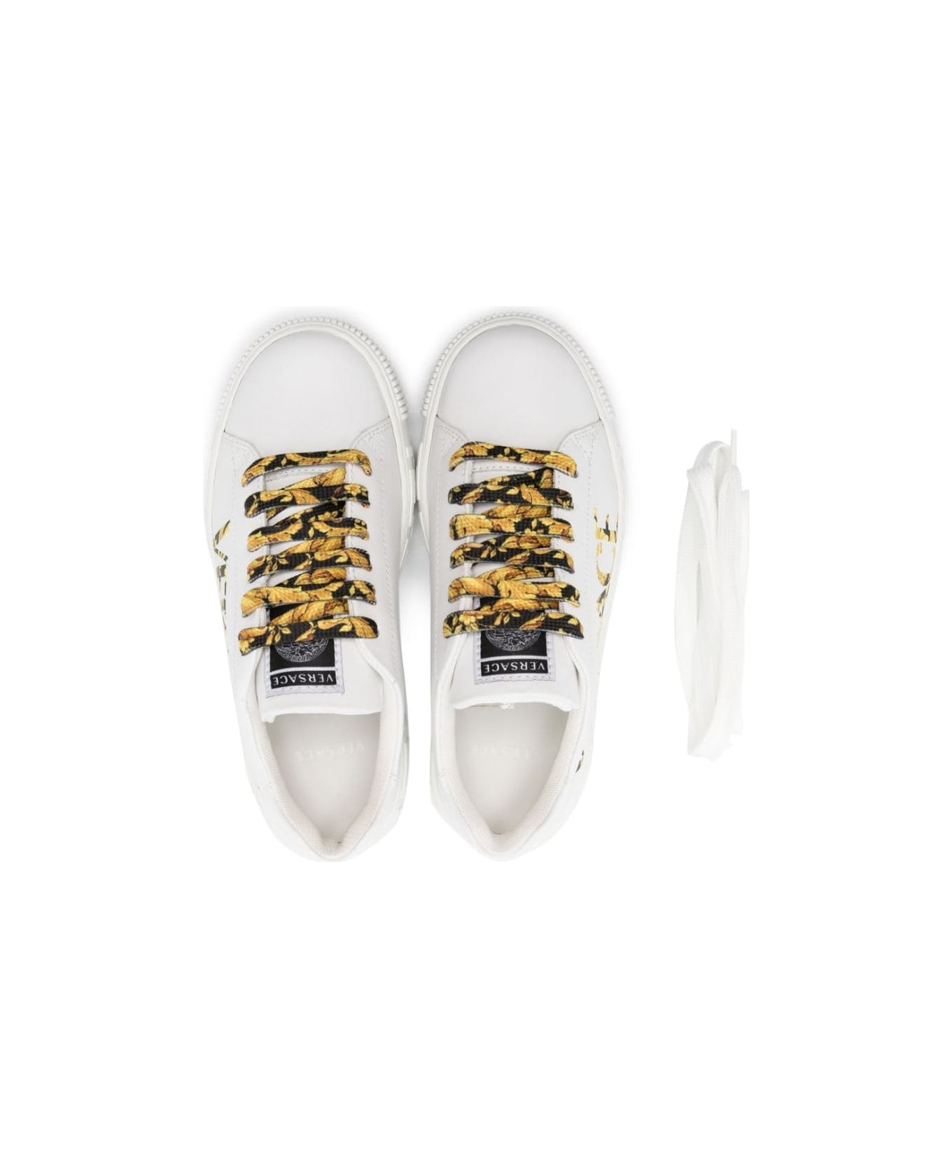 Versace Sneakers Bianche In Pelle Bambina - Bianco