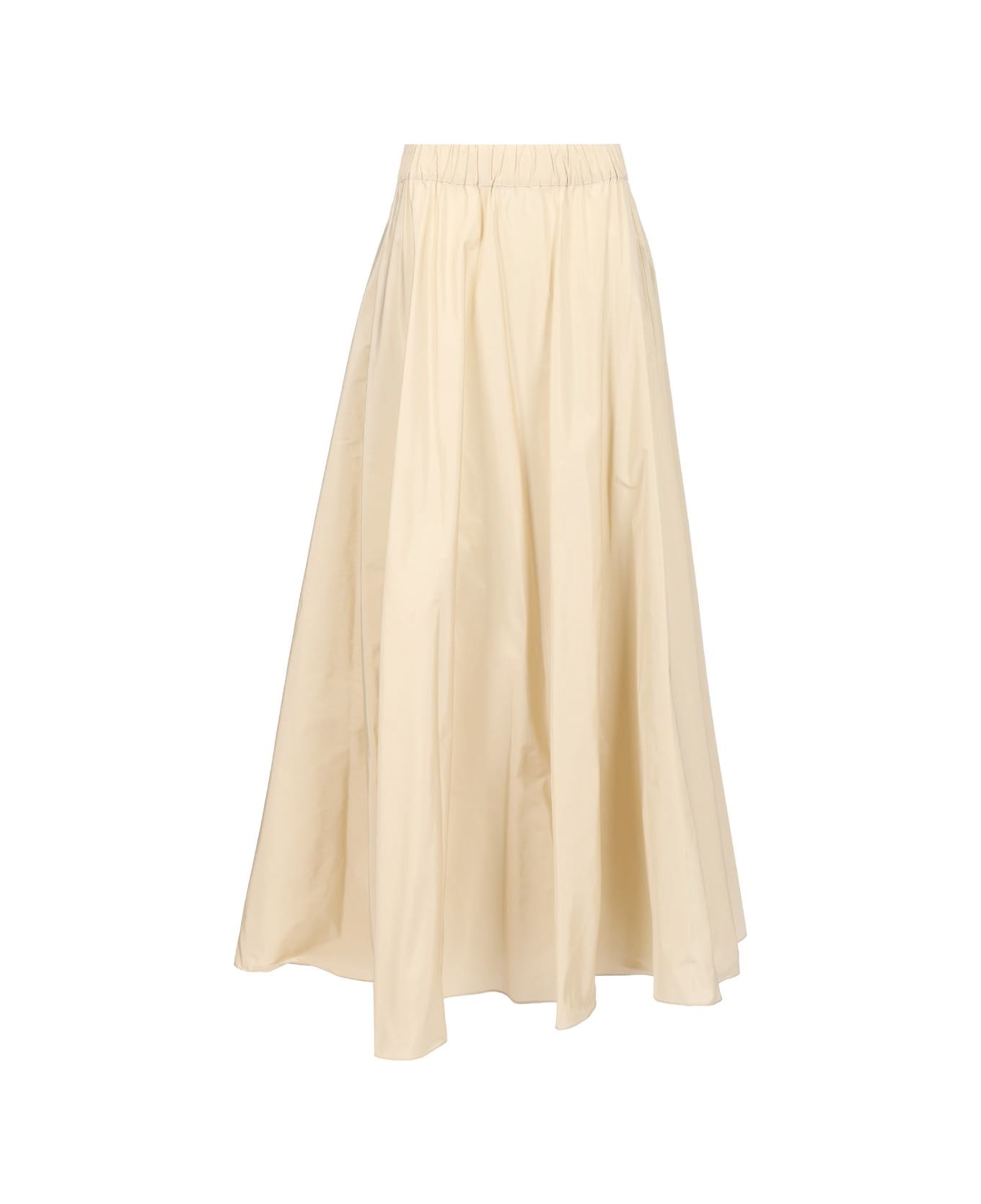 スカート PAROSH Women Mid Skirts D621140PL 004 BEIGE Parosh Beige Midi Skirt With Elastic Waist And Ruffle Design