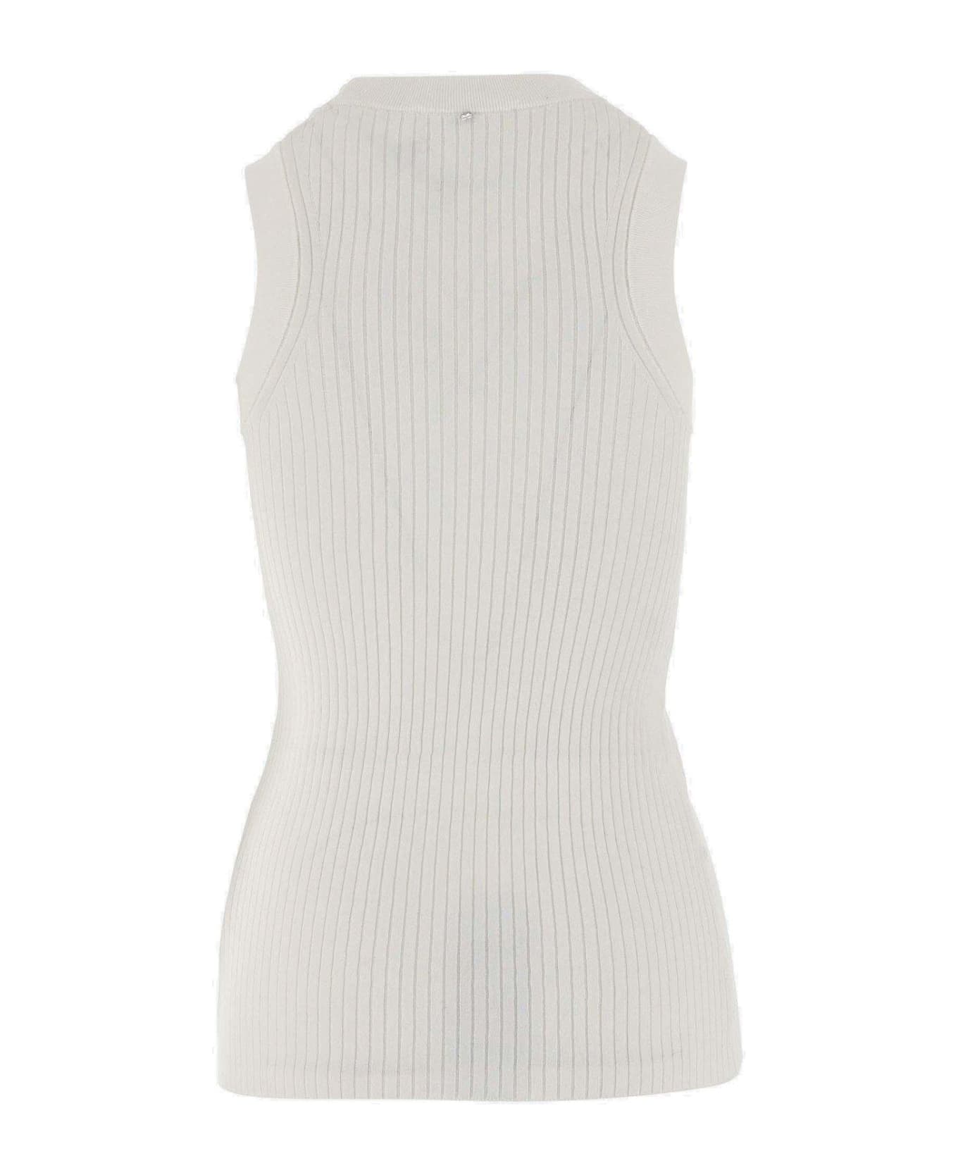 SportMax Crewneck Sleeveless Knitted Top - WHITE