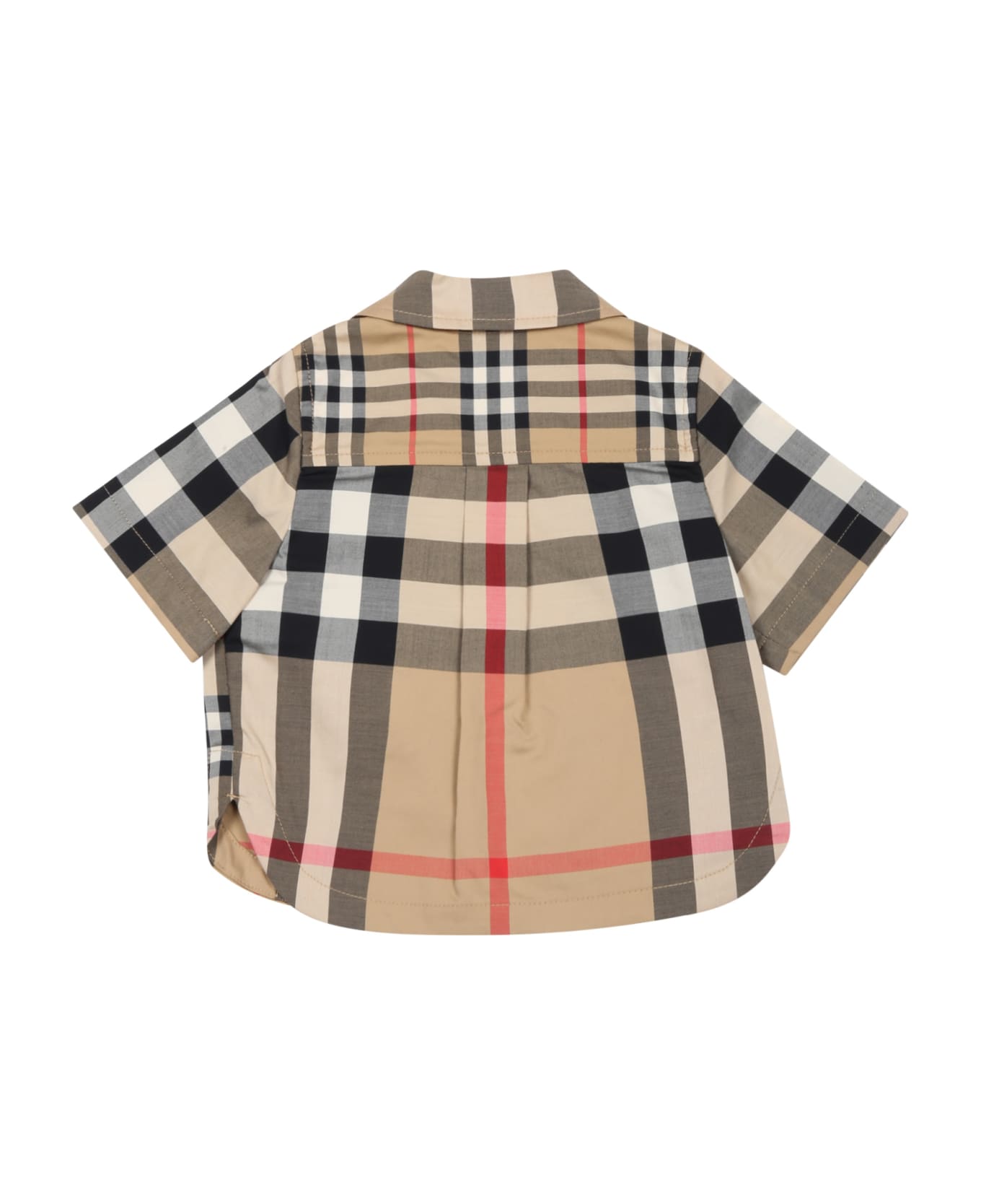 Burberry Beige Blouse For Kids With Iconic Vintage Check - Multicolor