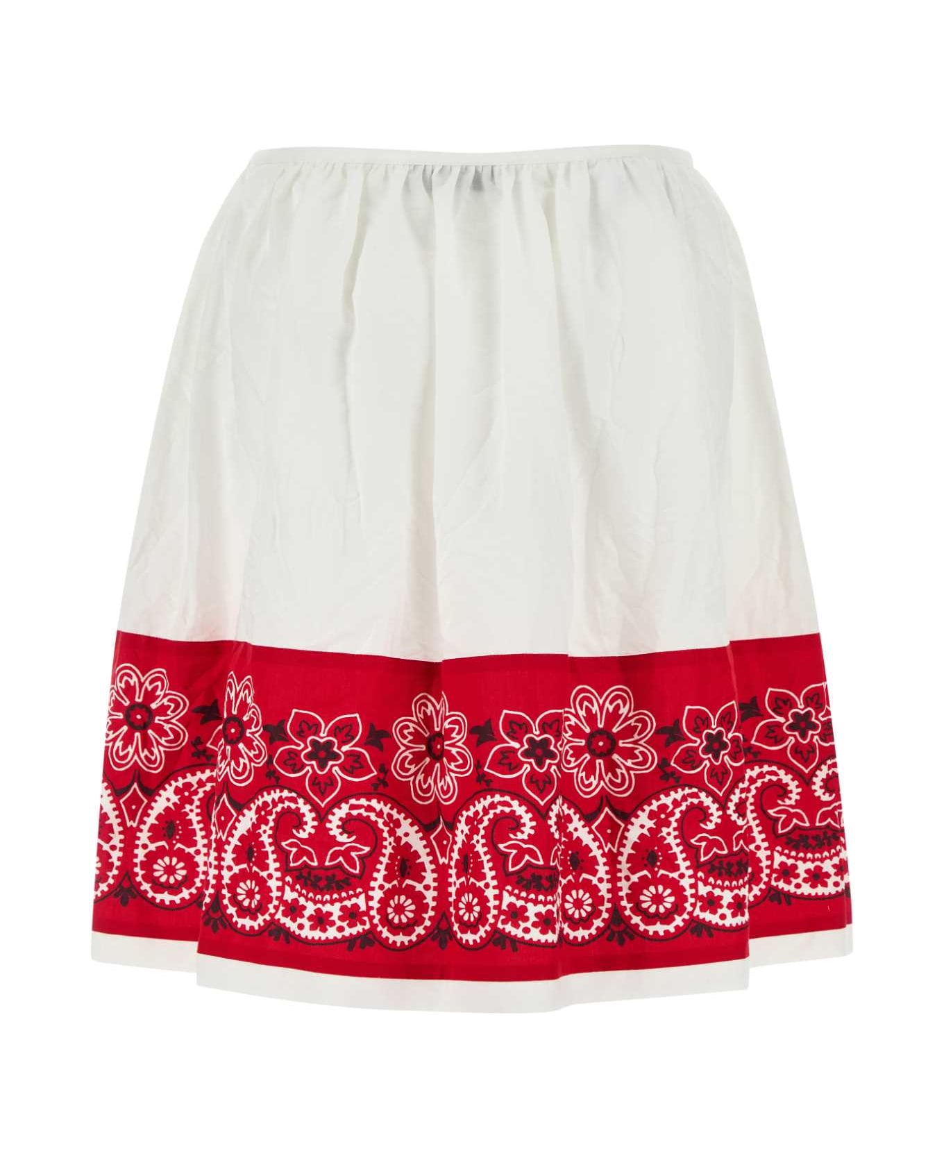 Miu Miu White Poplin Skirt - BIANCOROSSO