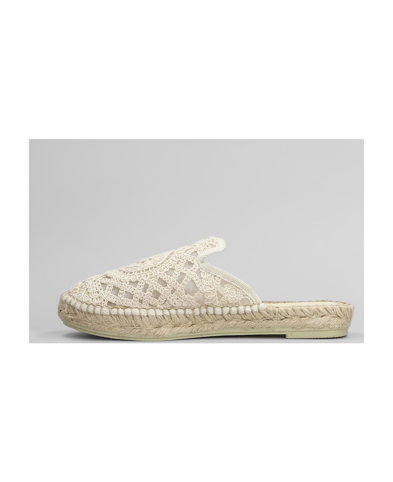 MC2 Saint Barth Isa Macrame Slipper-mule In Beige Canvas - beige