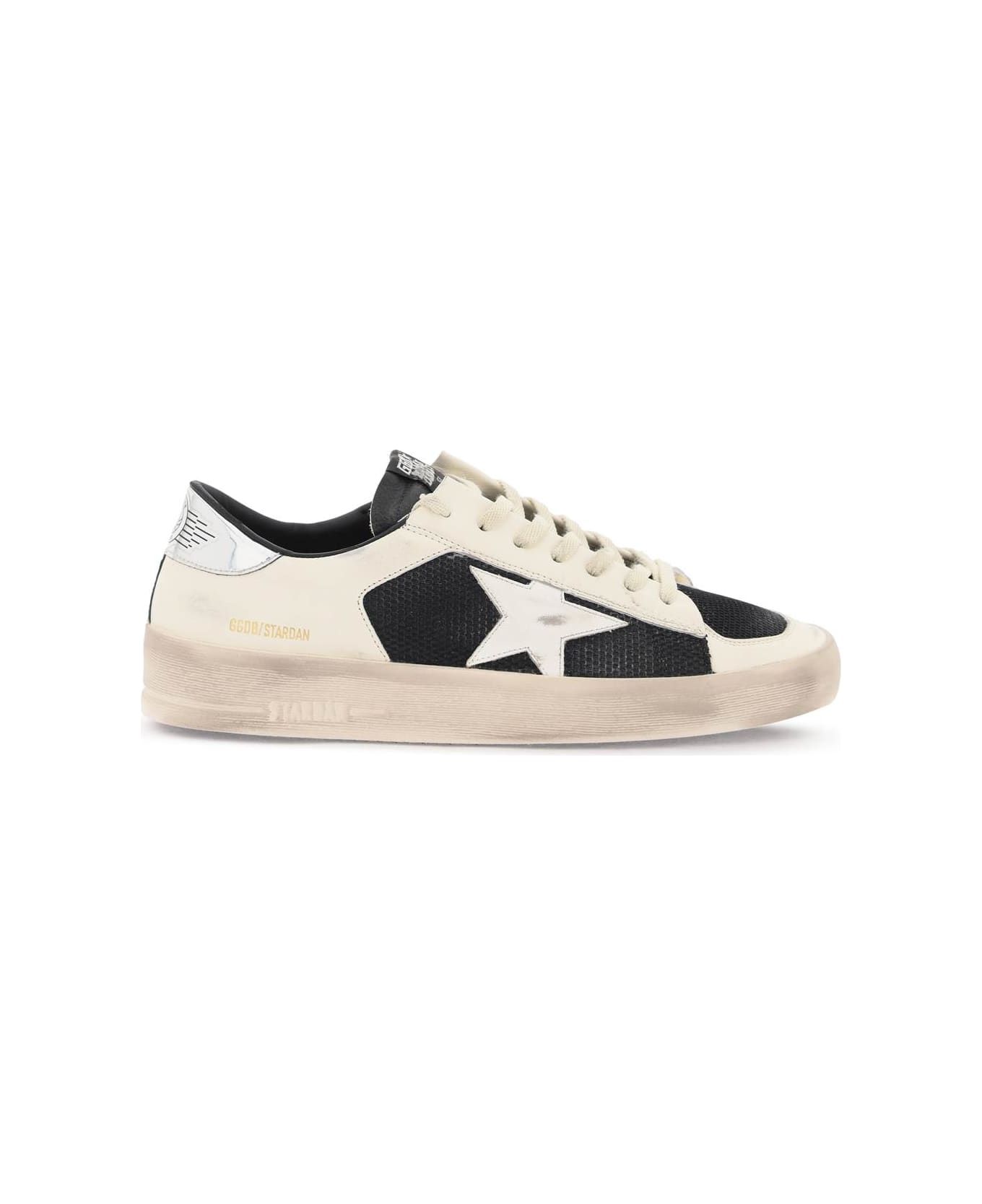 Golden Goose Mesh And Leather Stardan Sneakers - WHITE BLACK SILVER (Black)