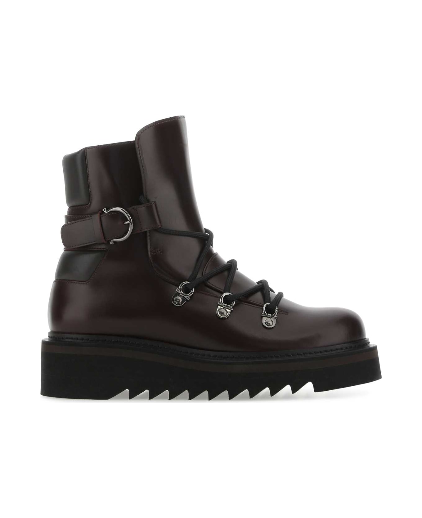Ferragamo Aubergine Leather Elimo Ankle Boots - GANACHEBROWN ブーツ
