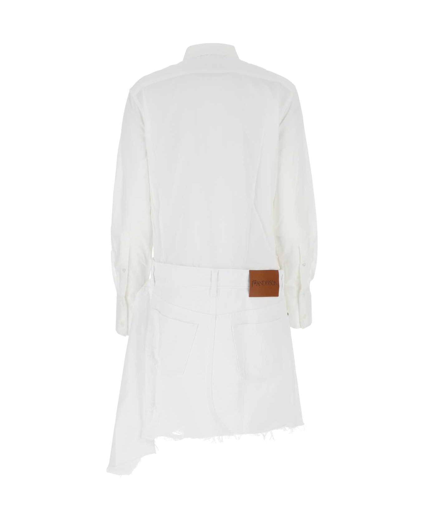 J.W. Anderson White Poplin And Denim Dress - 001 ワンピース＆ドレス