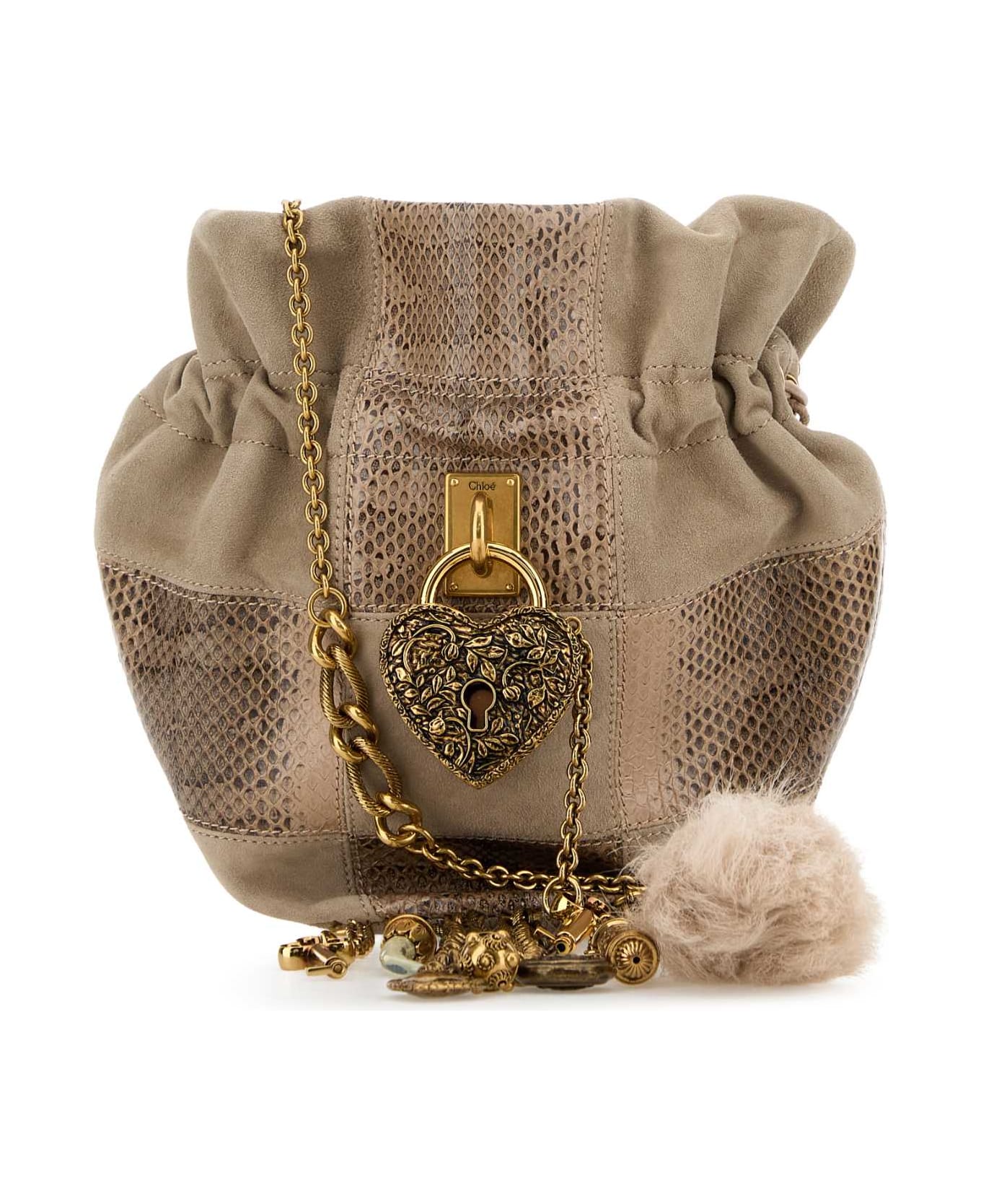 Chloé Dove Grey Leather Chain Bucket Bag - BOYISHBROWN