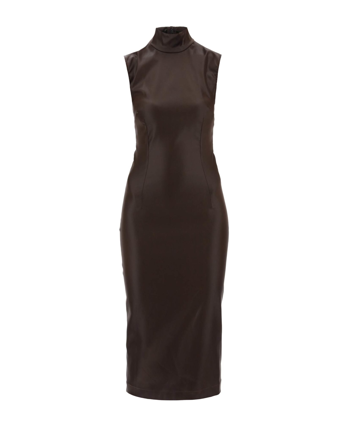 Dolce & Gabbana Sleeveless Midi Dress - MARRONE SCURO 4 (Brown) ワンピース＆ドレス