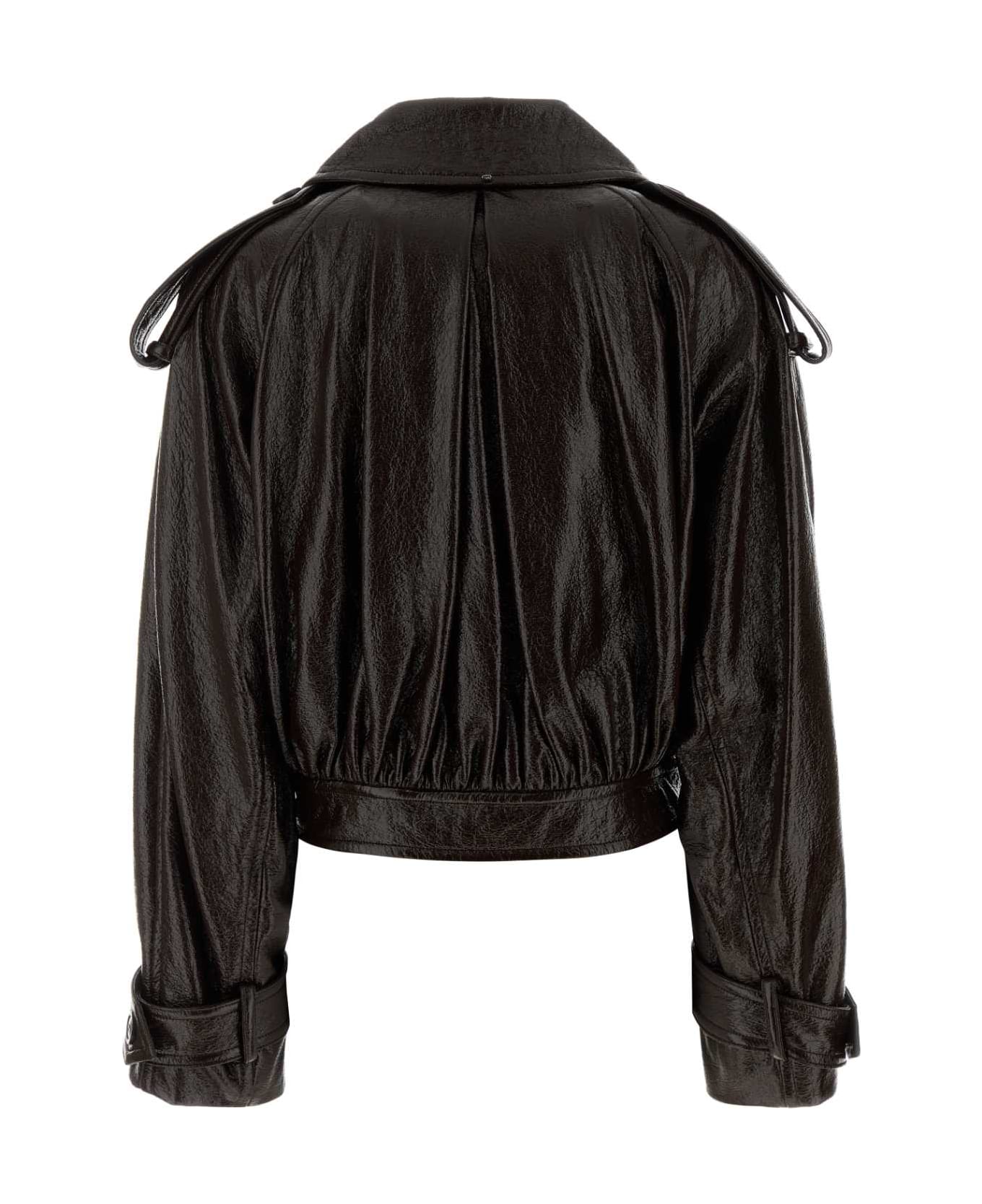 SportMax Chocolate Synthetic Leather Beta1234 Jacket - CAFFE`