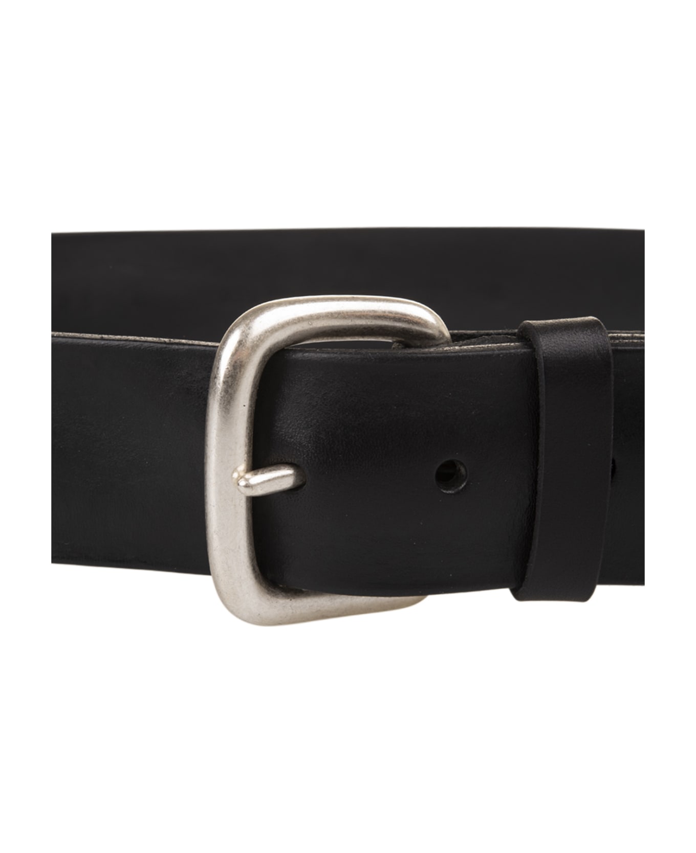 Orciani Black Leather Bull Soft Belt - Black