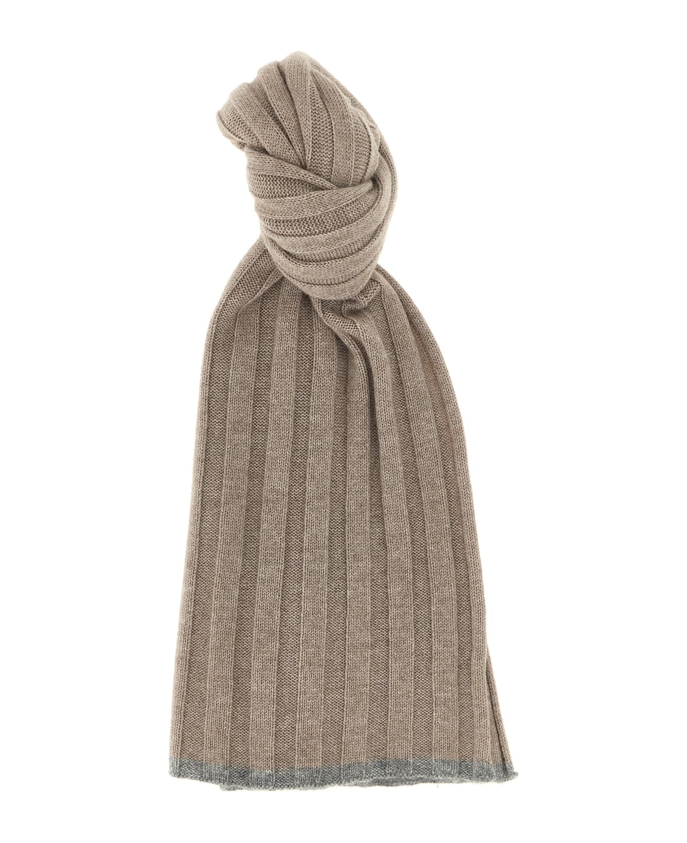 Brunello Cucinelli Ribbed Cashmere Scarf - Beige