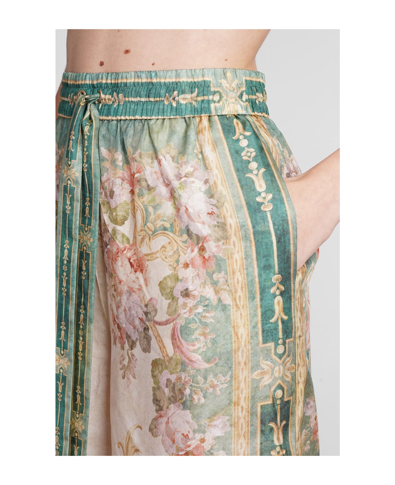 Zimmermann 'august' Relaxed Pants - Khaki Floral