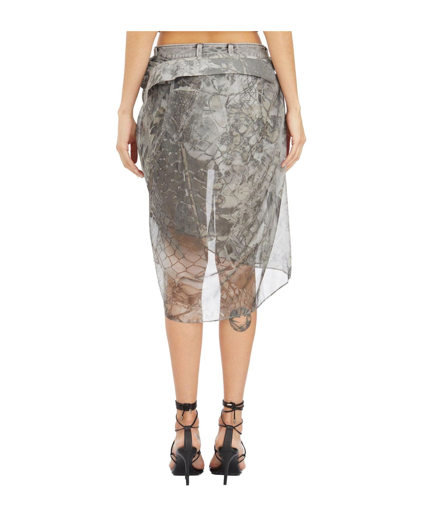 Diesel O-jeany Layered-design Asymmetric Denim Skirt