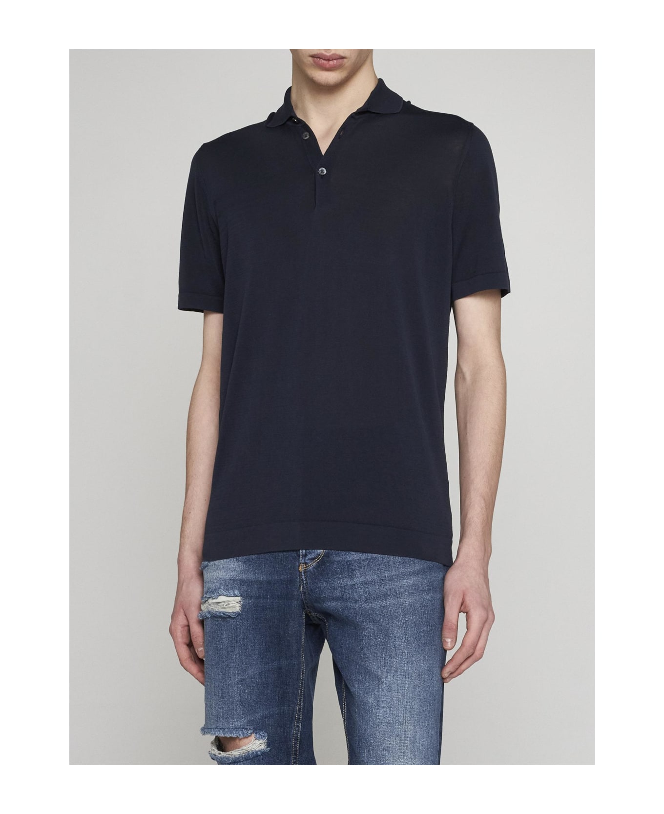 Drumohr Cotton Polo Shirt - Blu