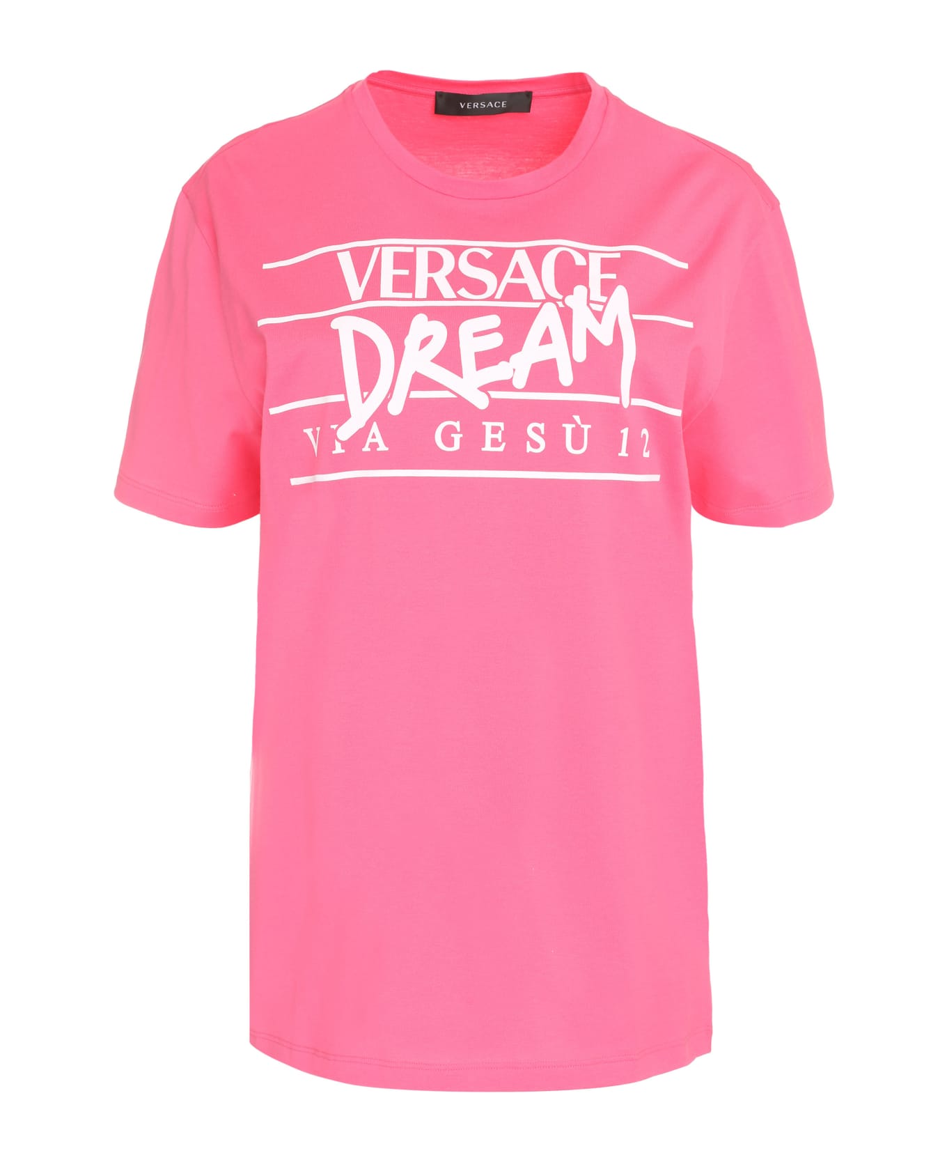 Versace Printed Cotton T-shirt - Fuchsia