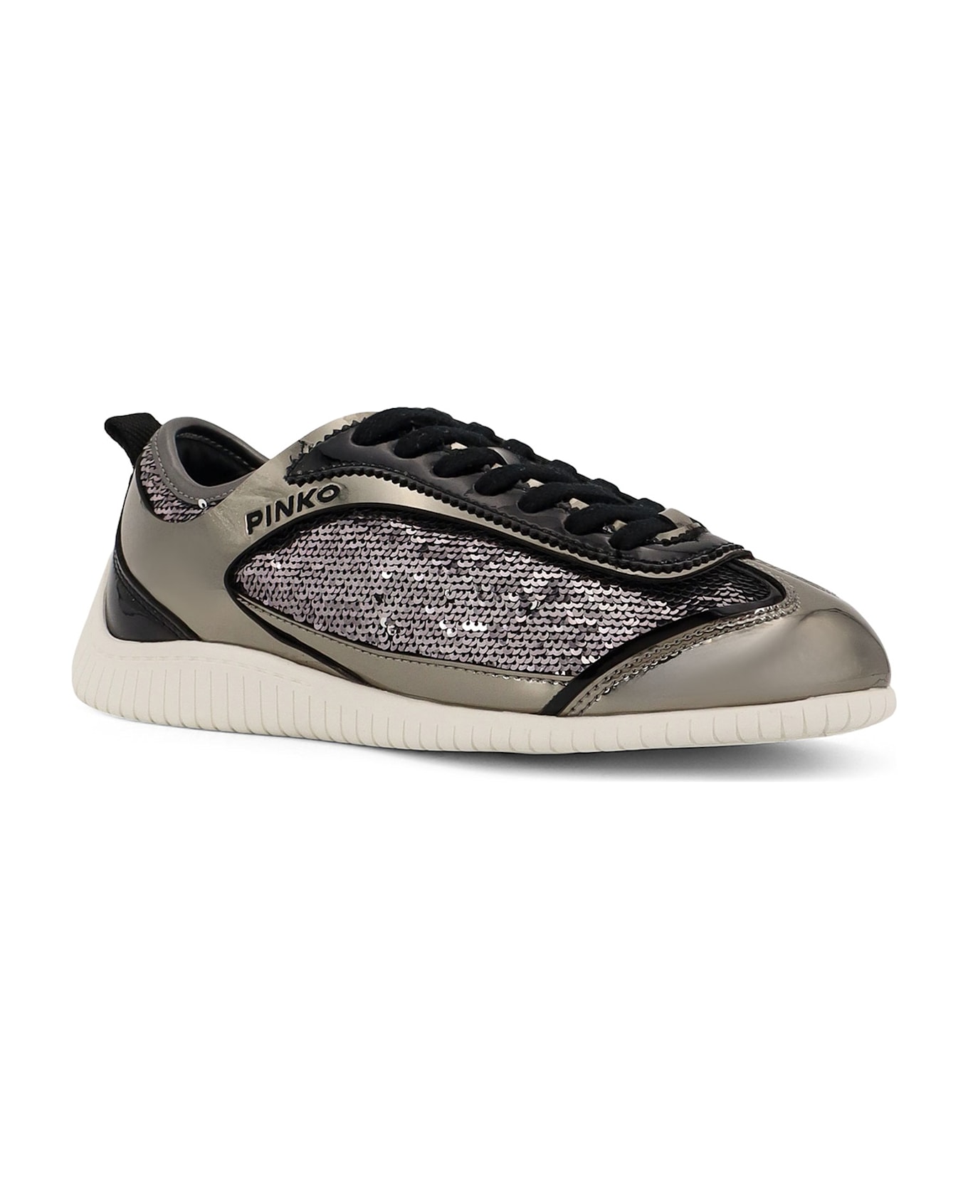 Pinko Reby 10 Mirror Fabric Sneakers With Sequins - Grey