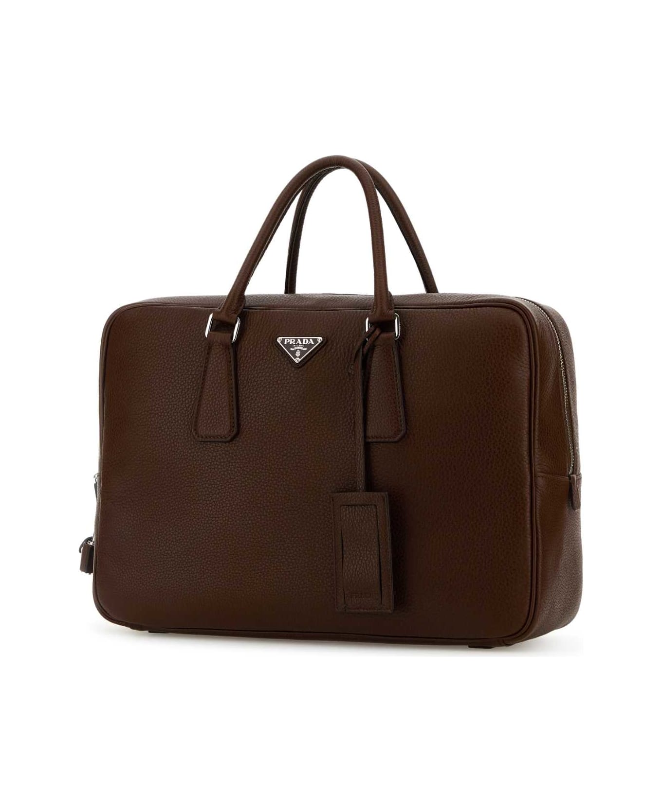 Prada Chocolate Leather Briefcase - BRUCIATO