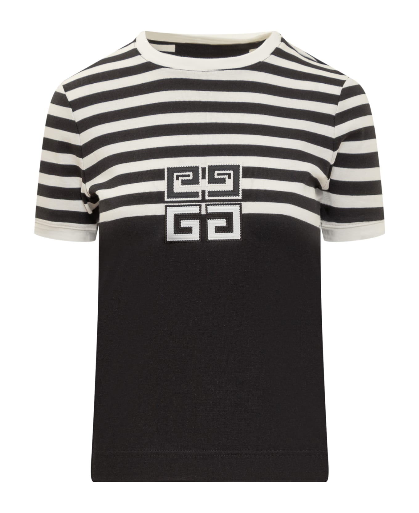 Givenchy 4g Cotton Striped T-shirt - Black Tシャツ