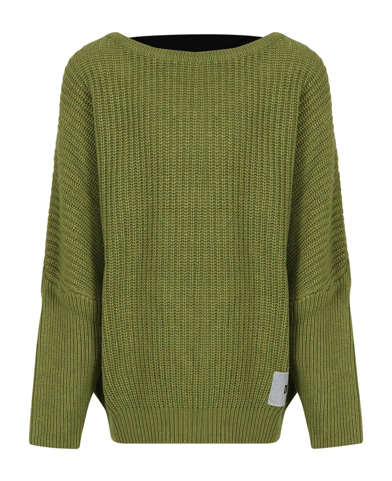 DKNY Green Sweater For Girl With Elastic Logo - Green ニットウェア＆スウェットシャツ