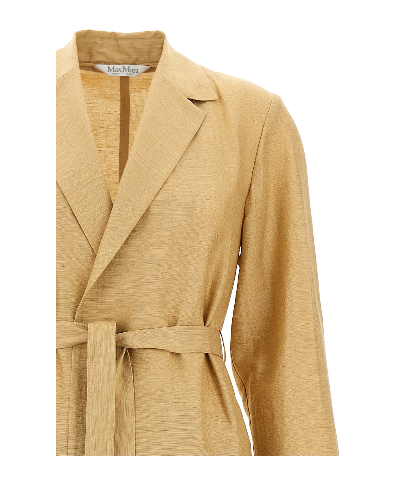 Max Mara Linen And Silk Canvas Overcoat - Beige