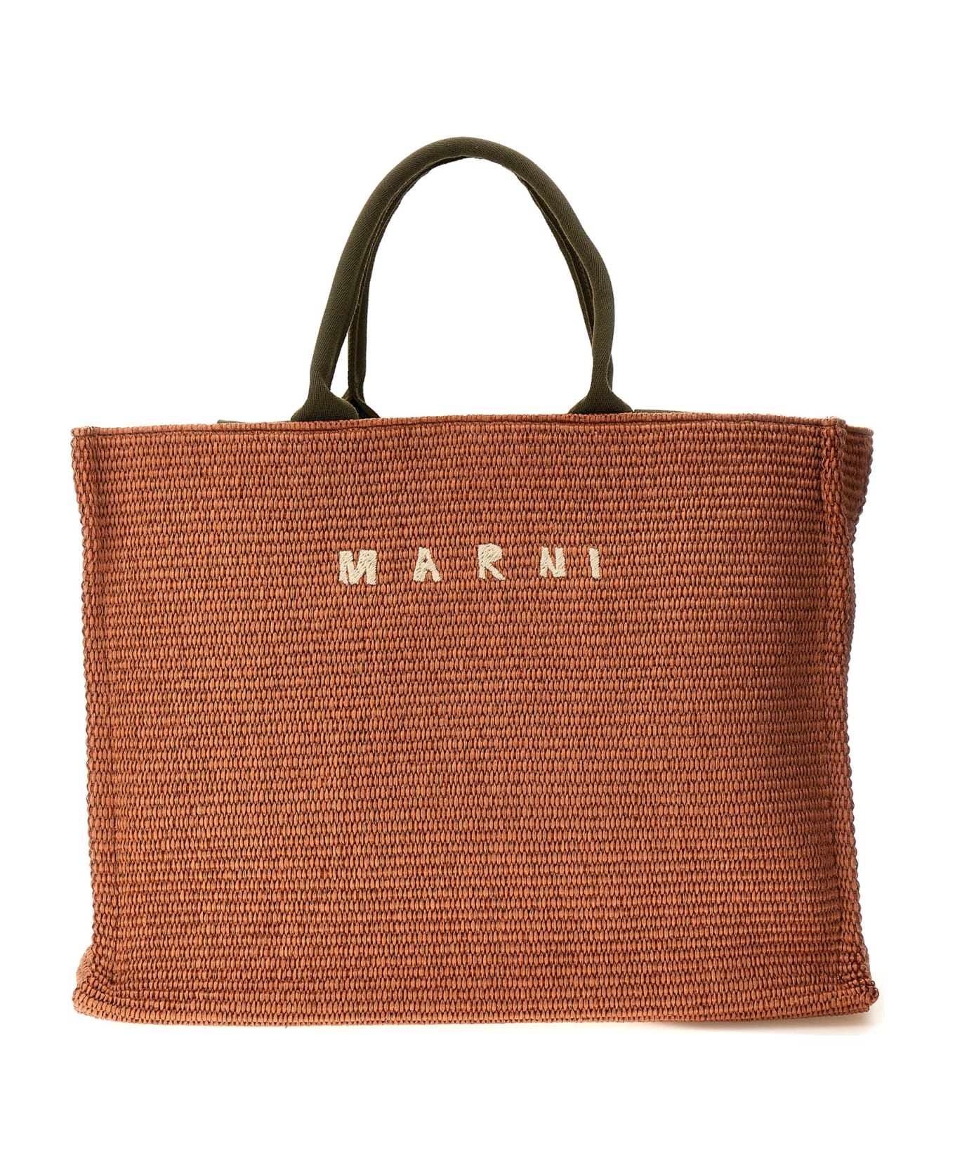 Marni Logo Embroidery Large Shopping Bag - Brown