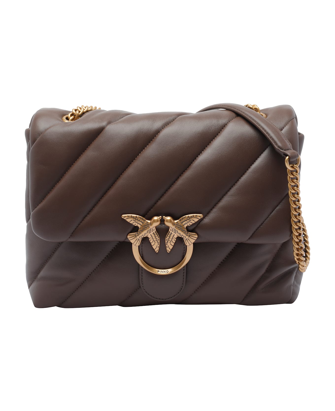 Pinko Love Classic Puffer Shoulder Bag - MARRONE CASTANO ANTIQUE