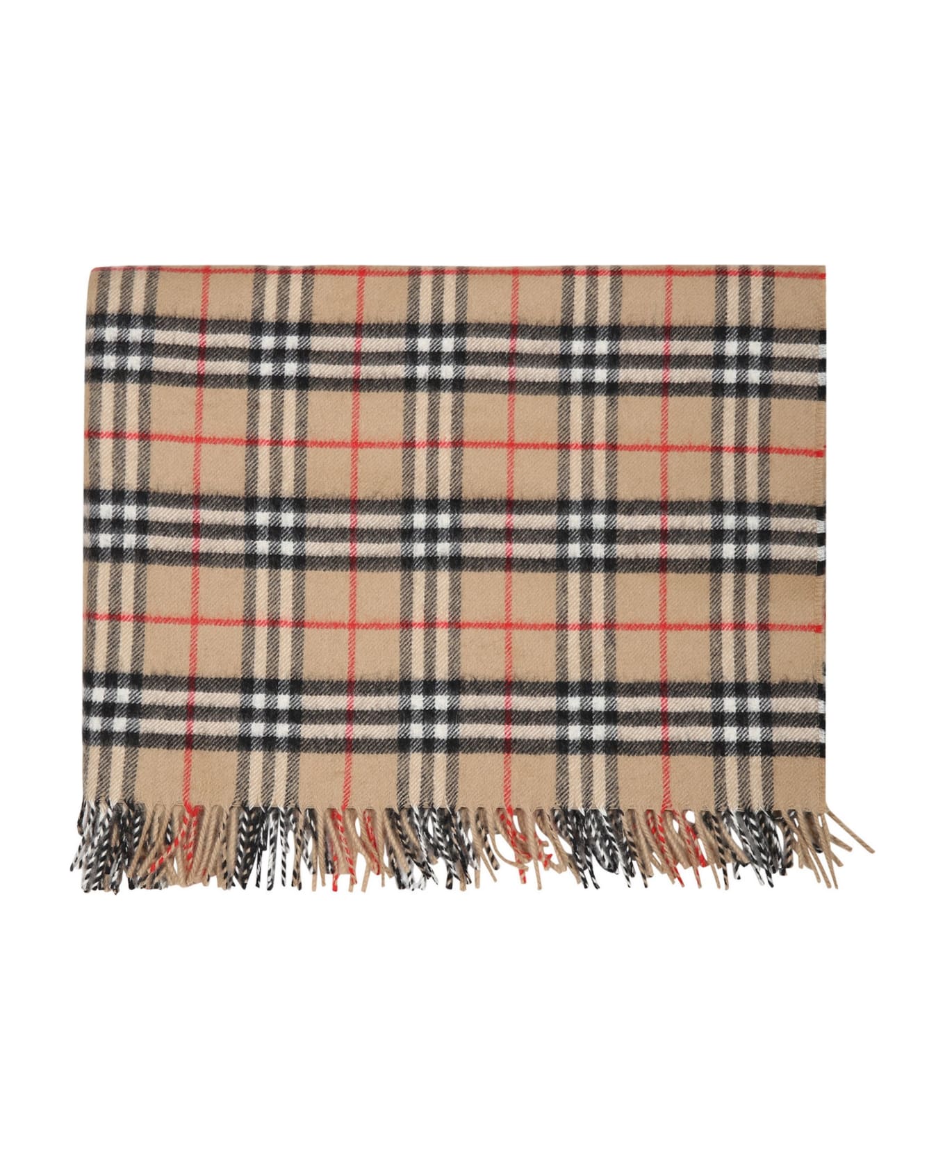 Burberry Beige Blanket For Baby Kids With Iconic Check - Beige アクセサリー＆ギフト