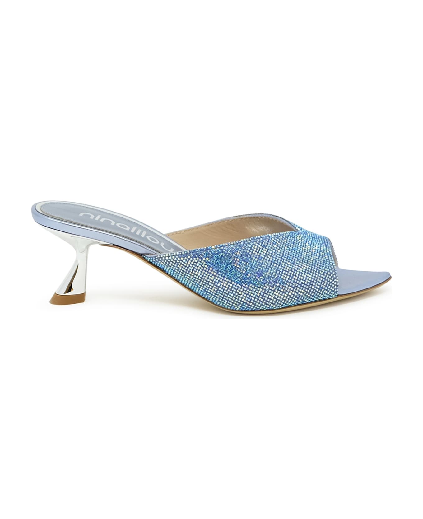 Ninalilou 341080p5/17 Blue/swaroski Leather Sabot Sandals - BLUE サンダル