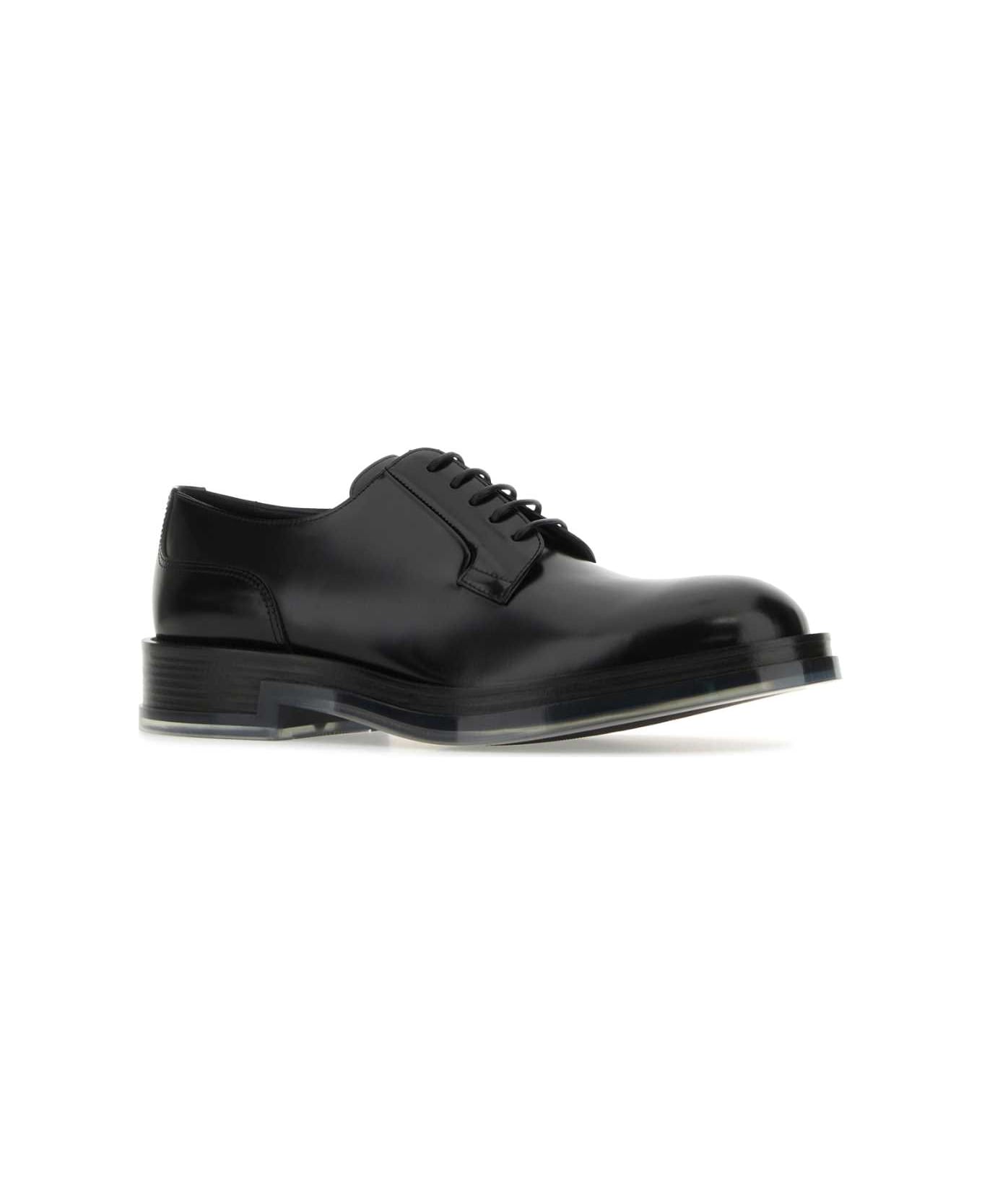 Alexander McQueen Black Leather Float Lace-up Shoes - BLACKTRANSPARENT ローファー＆デッキシューズ