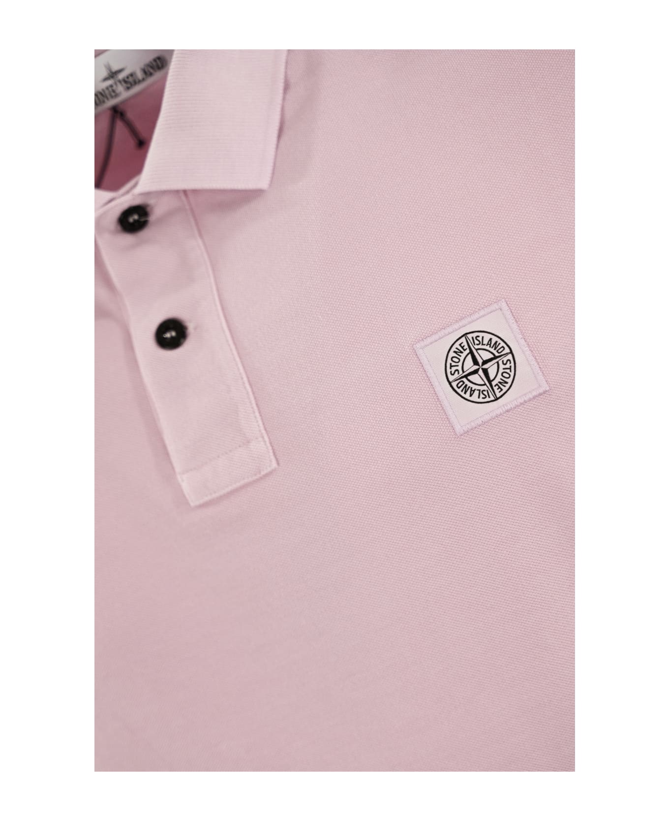Stone Island Cotton Polo Shirt With Logo - Pink