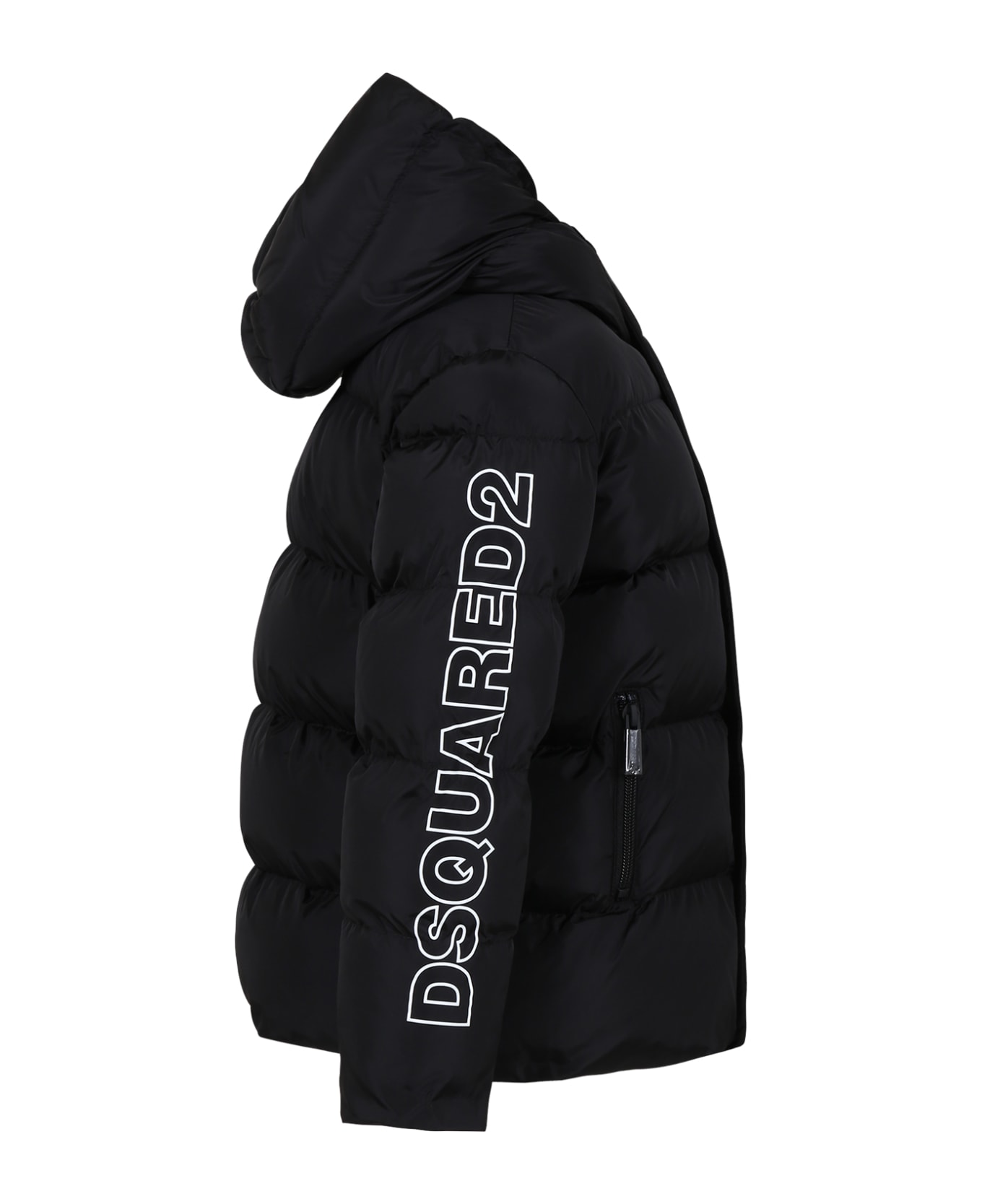 Dsquared2 Black Jacket For Boy With Logo - Nero