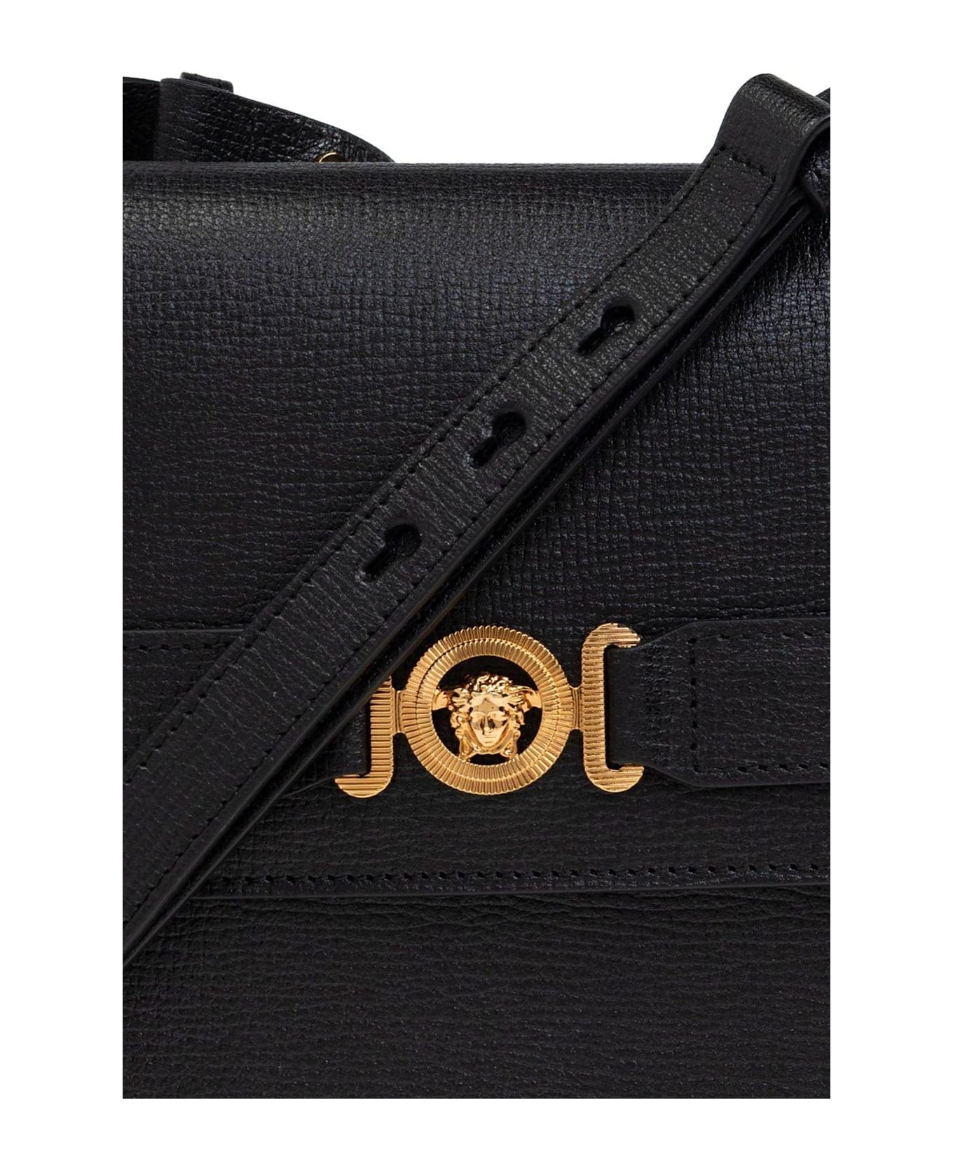 Versace Medusa Biggie Foldover Top Crossbody Bag - BLACKVERSACEGOLD