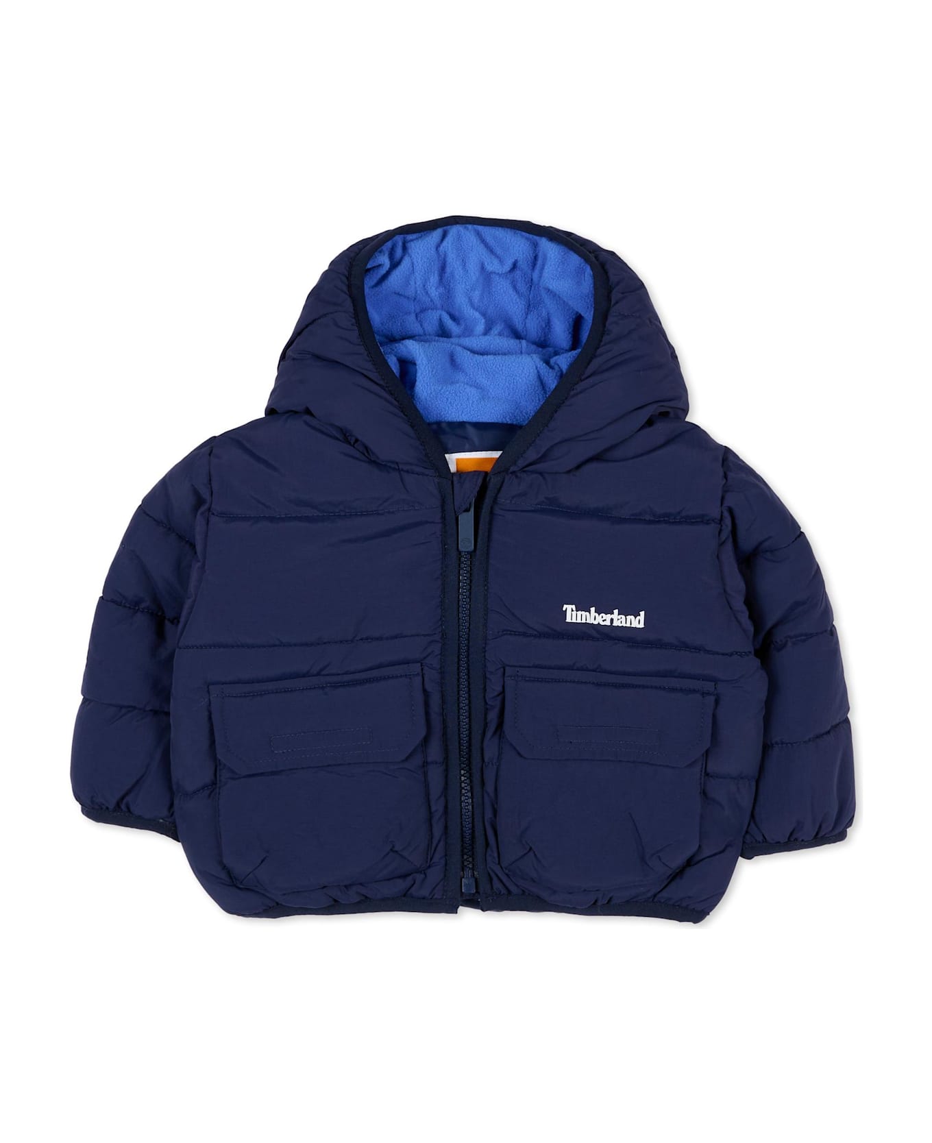 Timberland Blue Down Jacket For Baby Boy With Logo - Blue