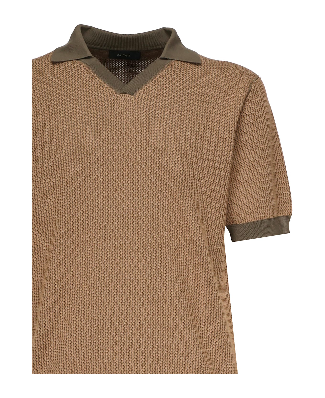 Zanone Cotton Crêpe Polo - Beige