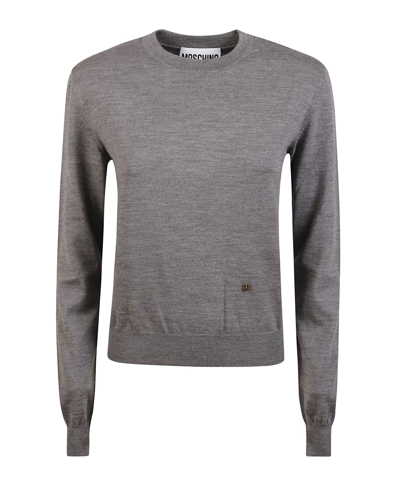 Moschino Rib Trim Plain Sweater - Grey