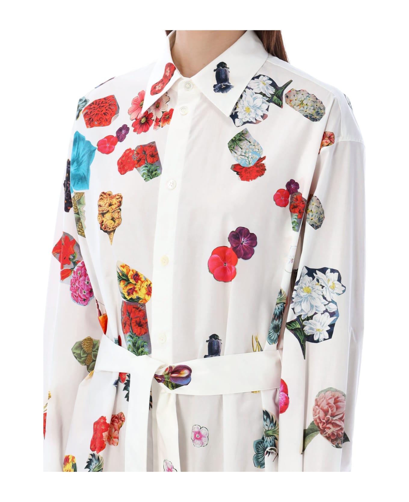 Marni Flowers Shirt Dress - LILY WHITE