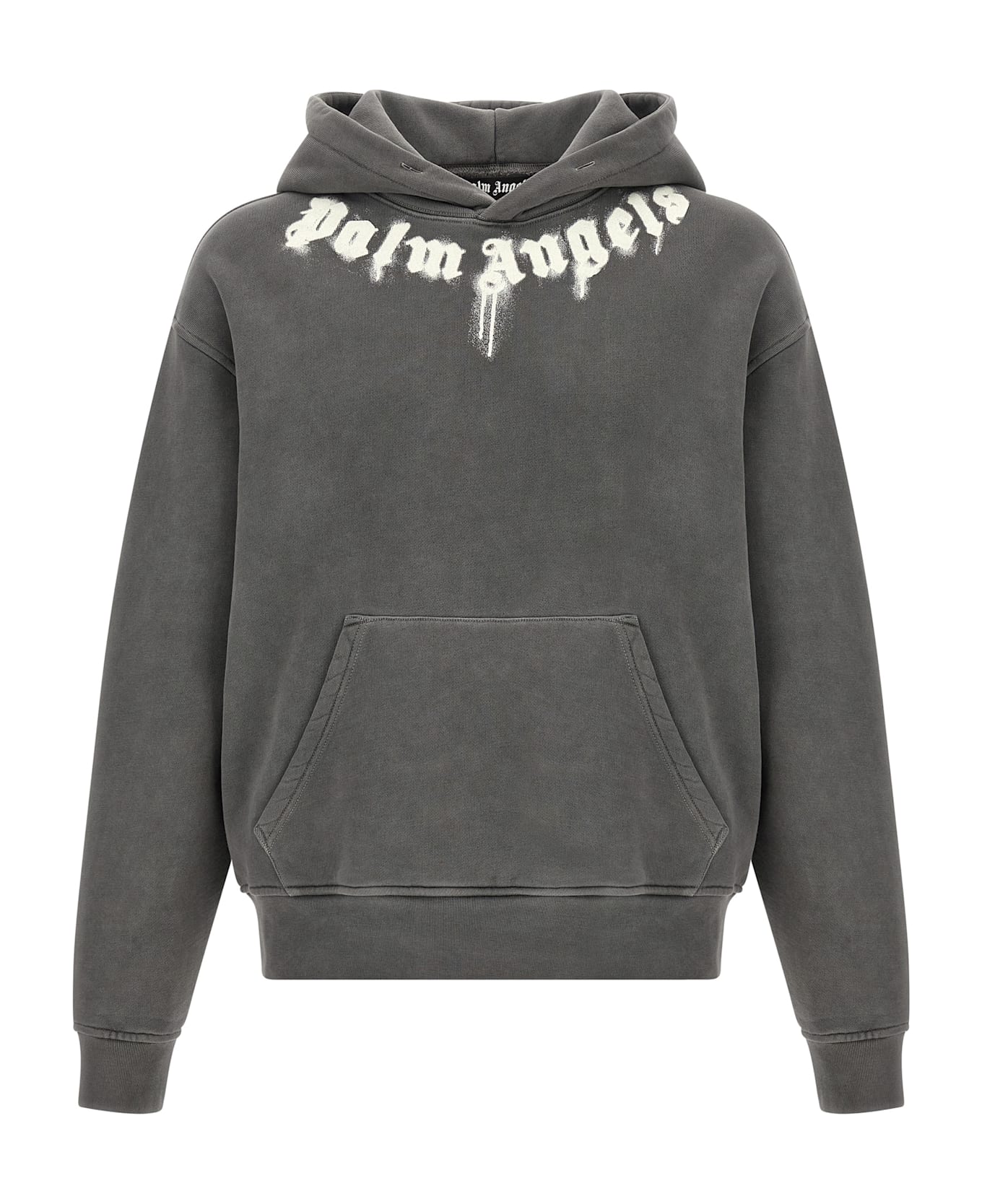 Palm Angels Logo Print Hoodie - Gray