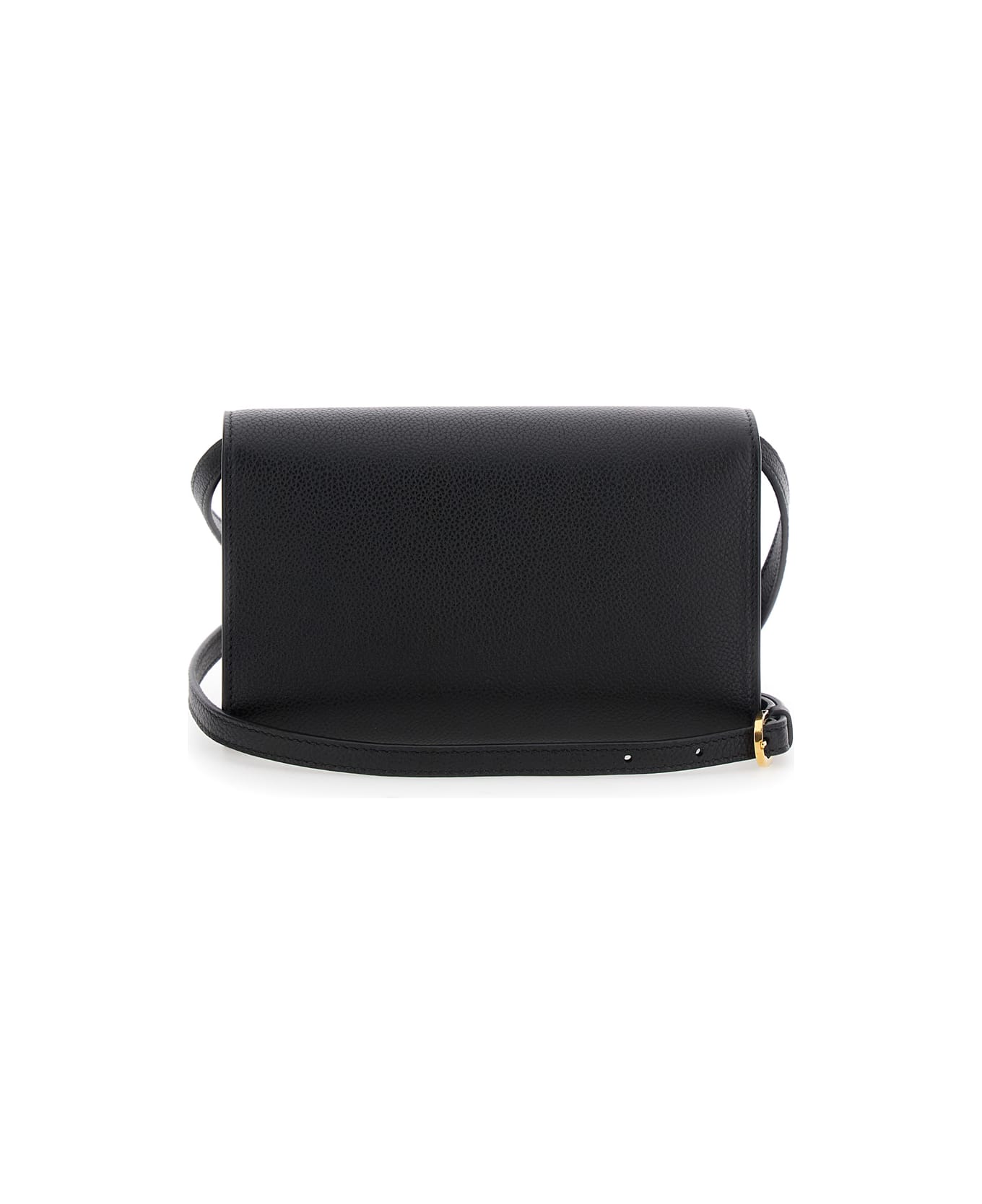 Savette 
symmetry
 Black Shoulder Bag With Front Plaque Closure In Grained Leather Woman - Black