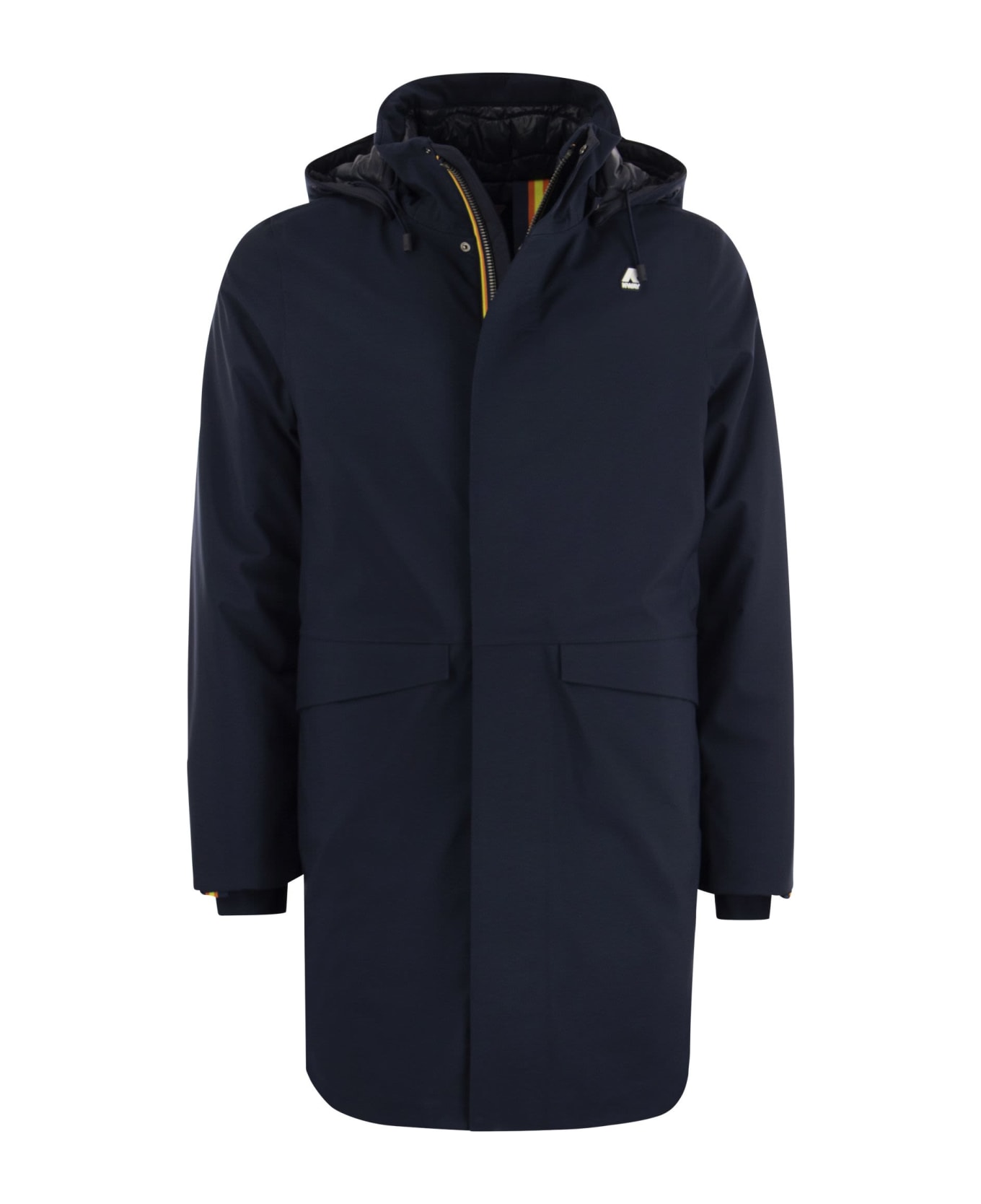 K-Way Thomal Bonded Padded - Long Padded Jacket With Hood - Blue コート