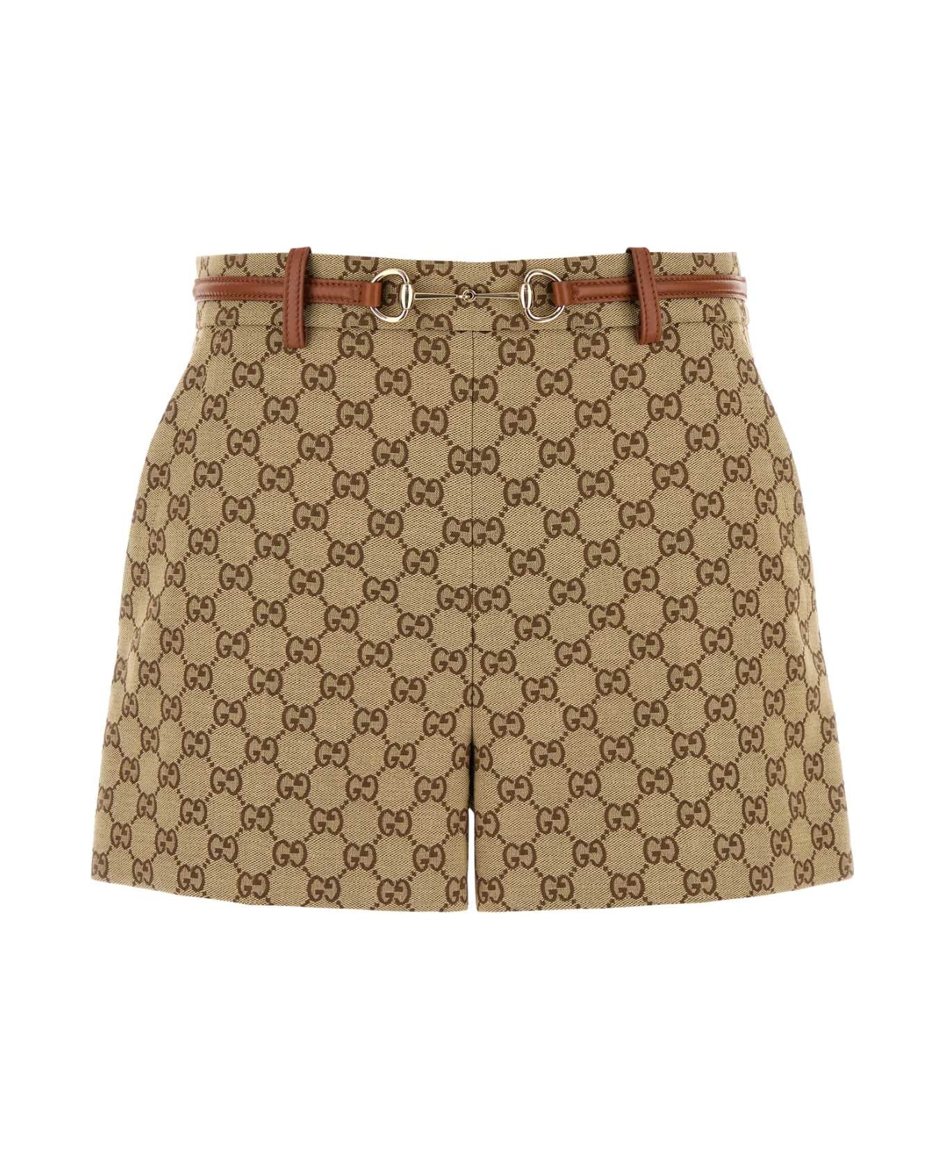 Gucci Gg Supreme Fabric Shorts - CAMELEBONY