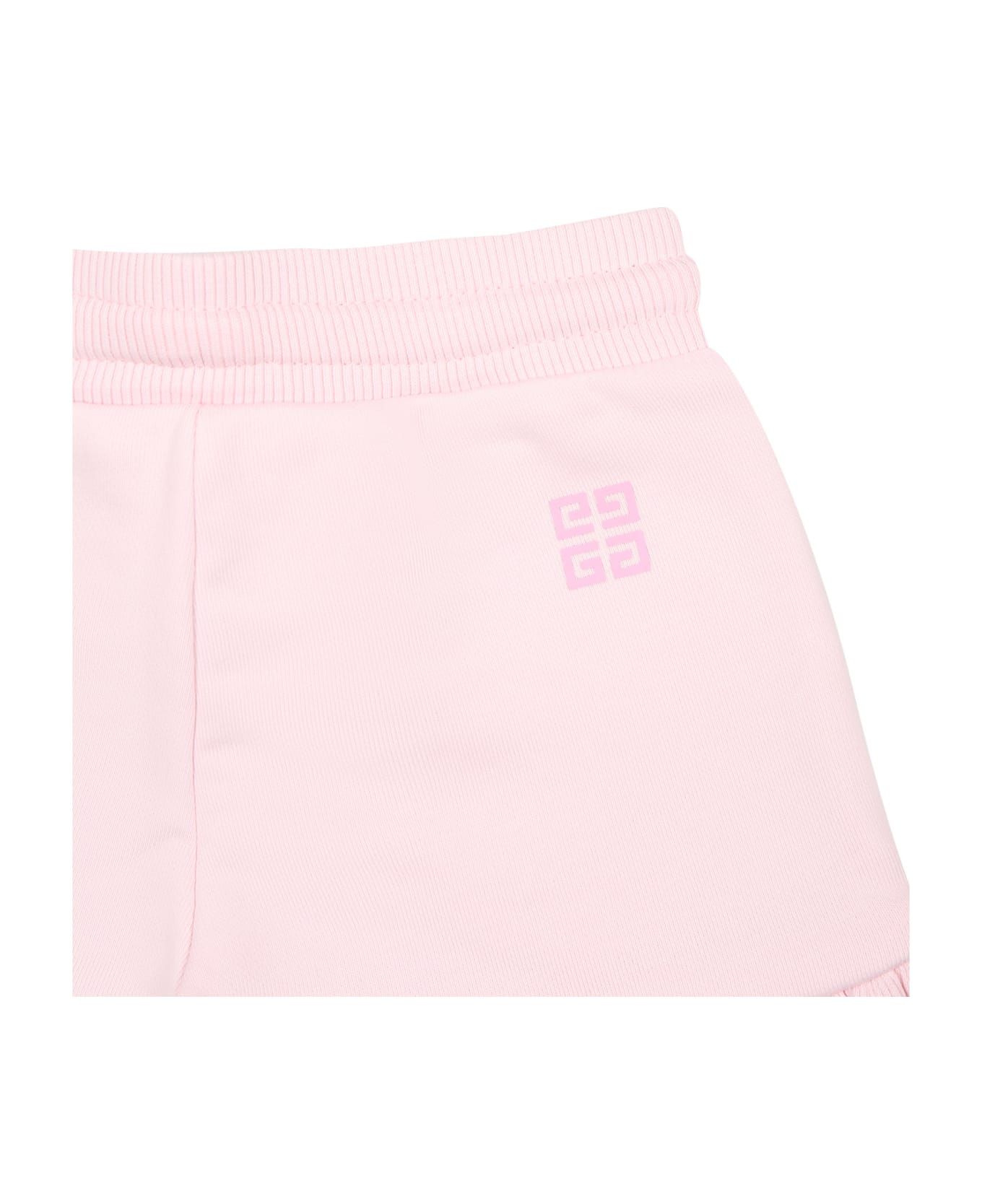 Givenchy Pink Sports Shorts For Baby Girl With Logo - Pink