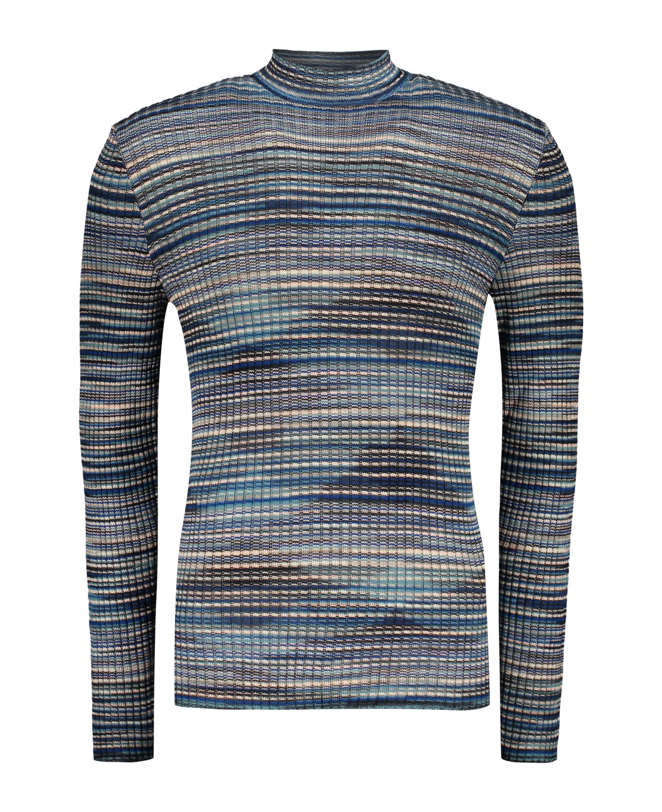 M Missoni Ribbed Wool Turtleneck Sweater - blue ニットウェア