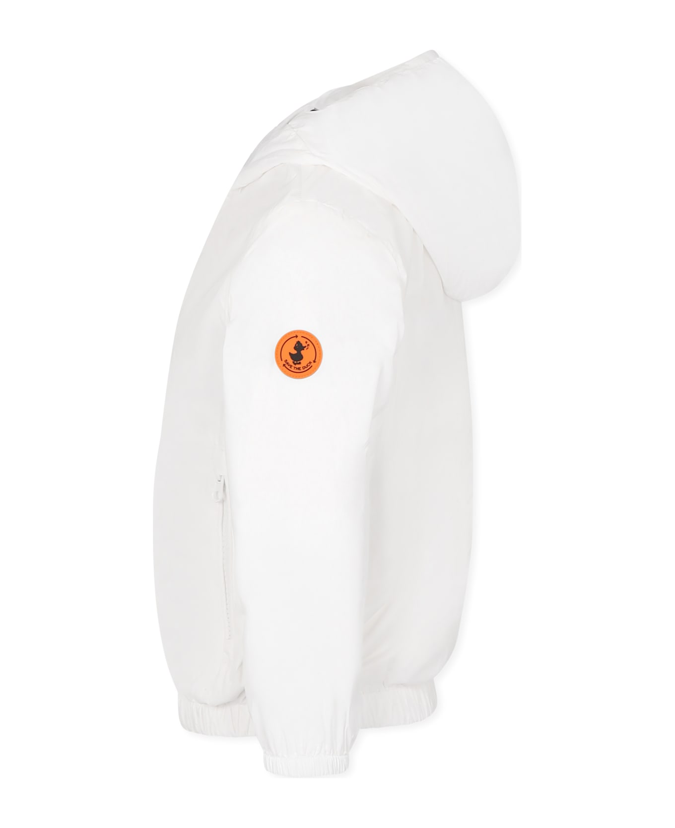 Save the Duck White Windbreaker Jacket For Kids With Logo - White