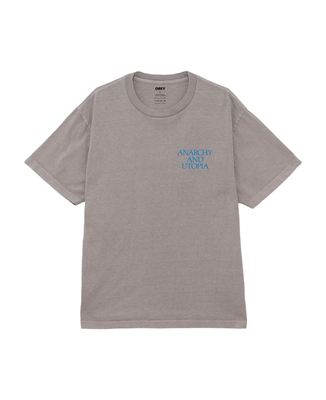 Obey Anarchy 
Utopia Tee - Sig Pigment Silver Grey