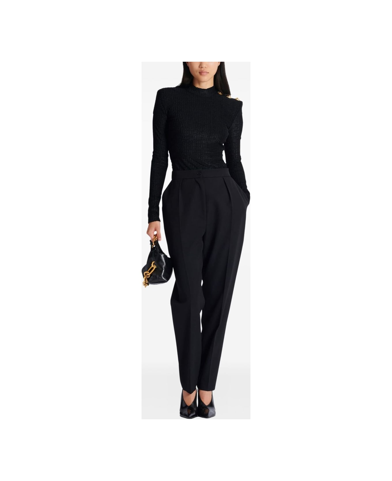 Balmain Monogram High-neck Top - Black