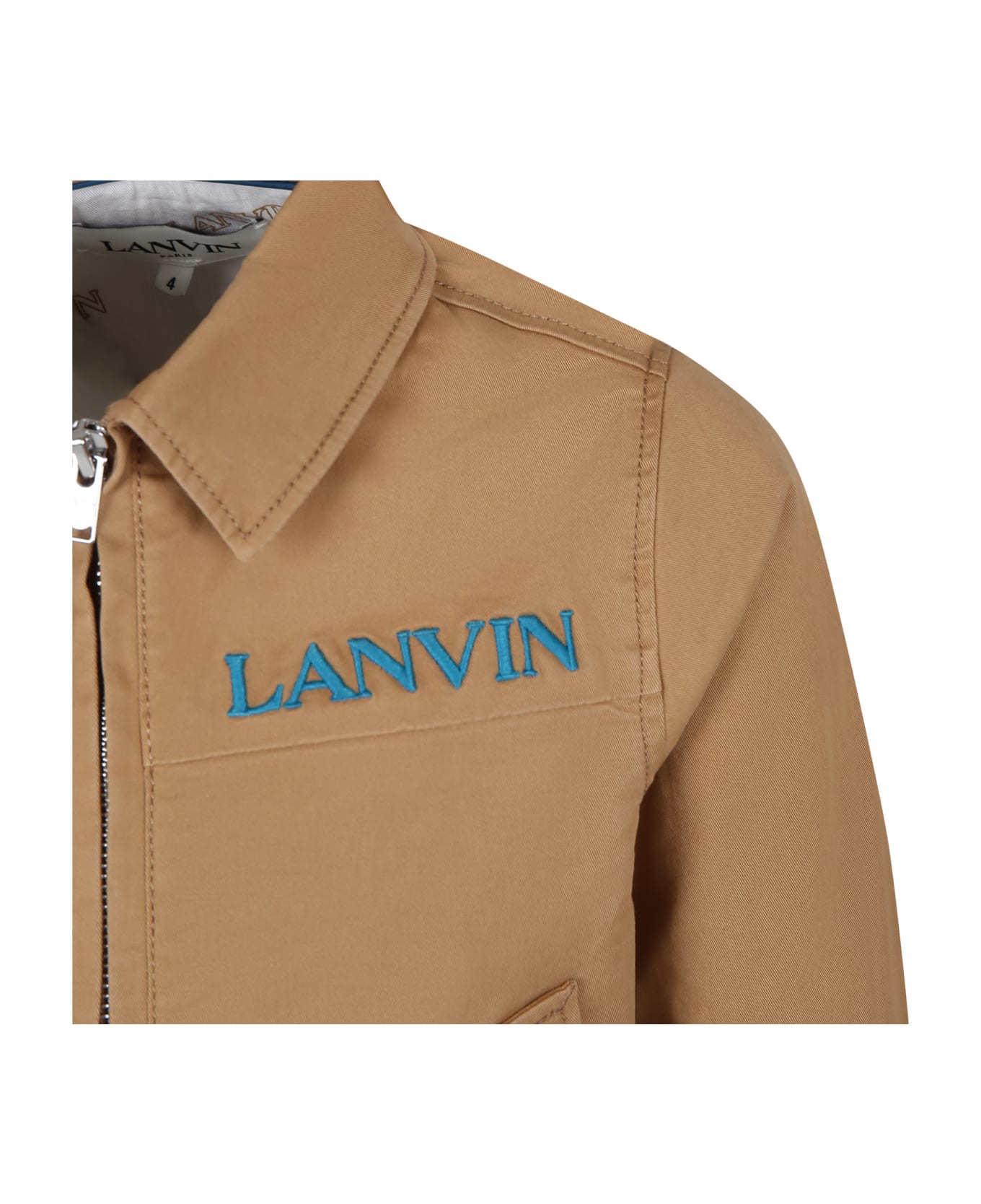 Lanvin Beige Jacket For Boy With Logo - Beige