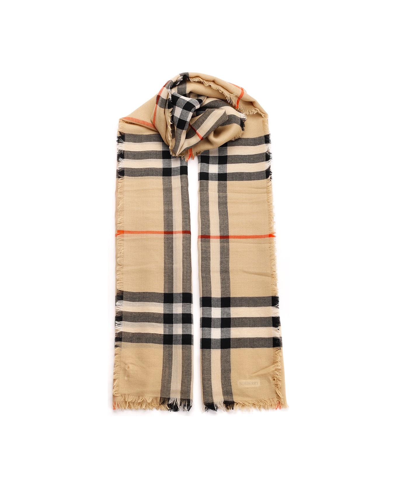 Burberry Check Wool Scarf - Beige